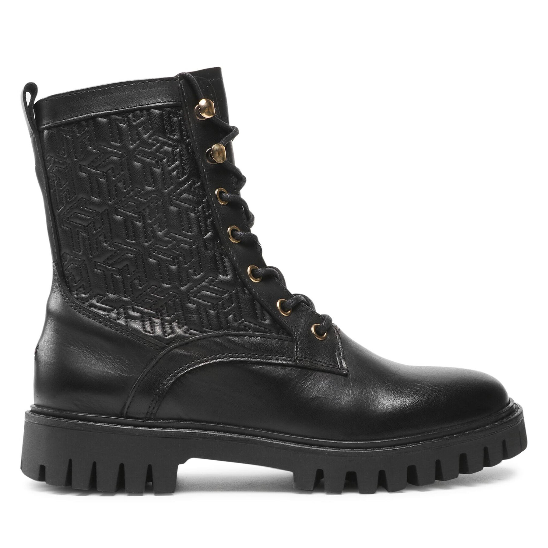 Tommy Hilfiger Turistická obuv Monogram lace Up Boot FW0FW05994 Černá - Pepit.cz