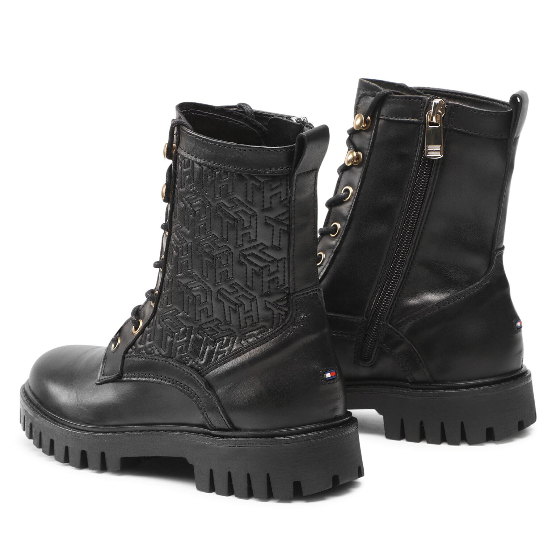 Tommy Hilfiger Turistická obuv Monogram lace Up Boot FW0FW05994 Černá - Pepit.cz