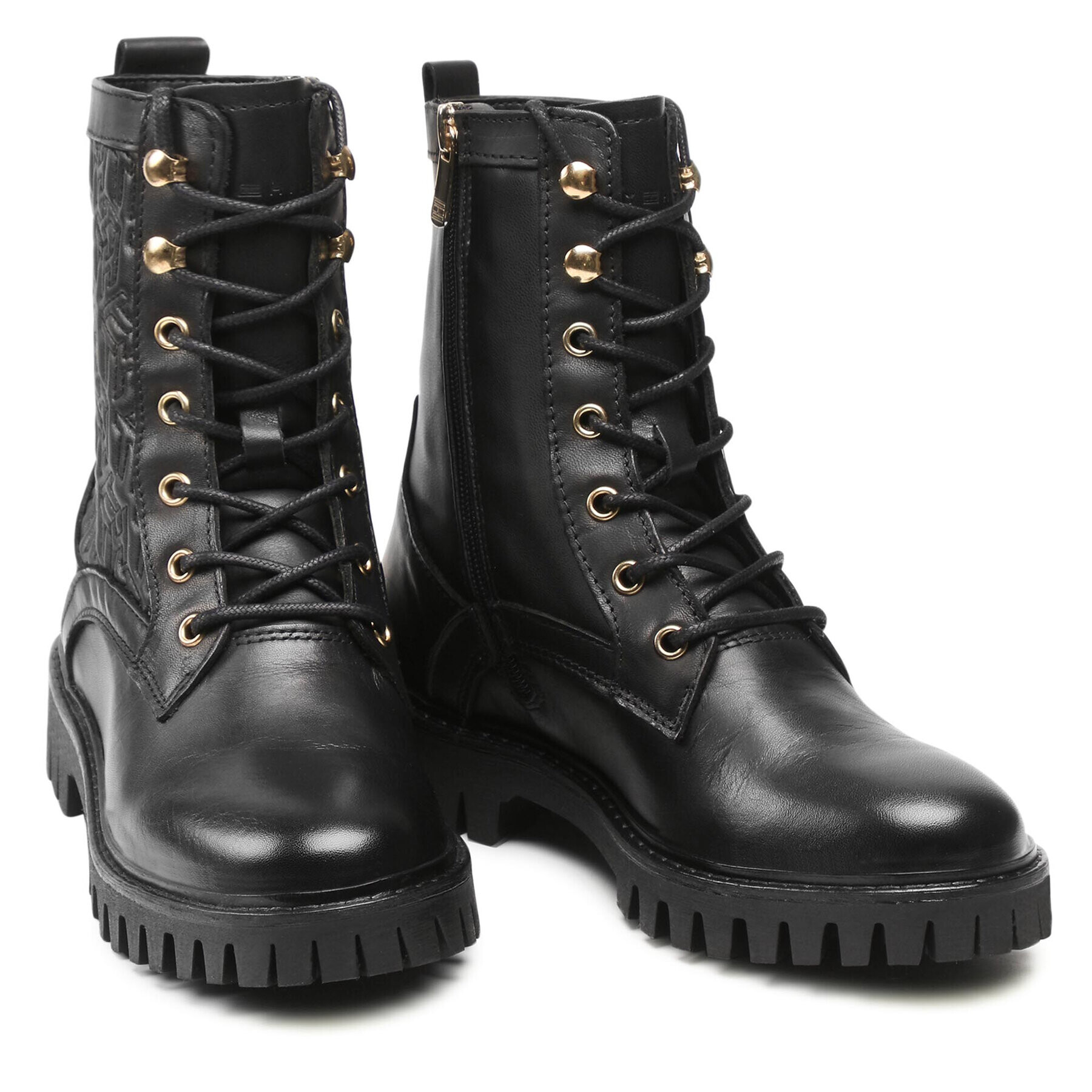 Tommy Hilfiger Turistická obuv Monogram lace Up Boot FW0FW05994 Černá - Pepit.cz