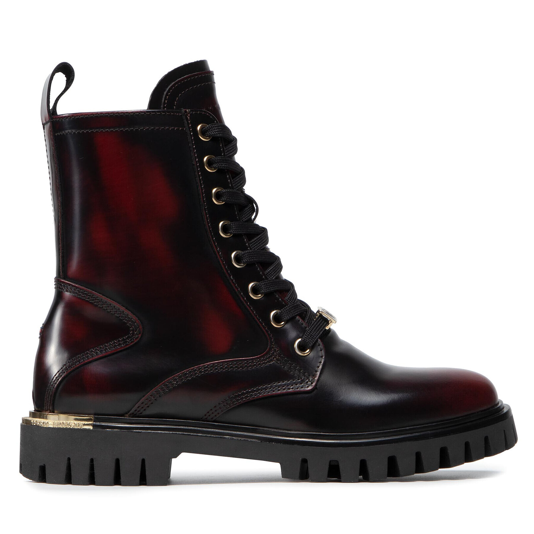 Tommy Hilfiger Turistická obuv Polished Leather Lace Up Boot FW0FW06008 Černá - Pepit.cz