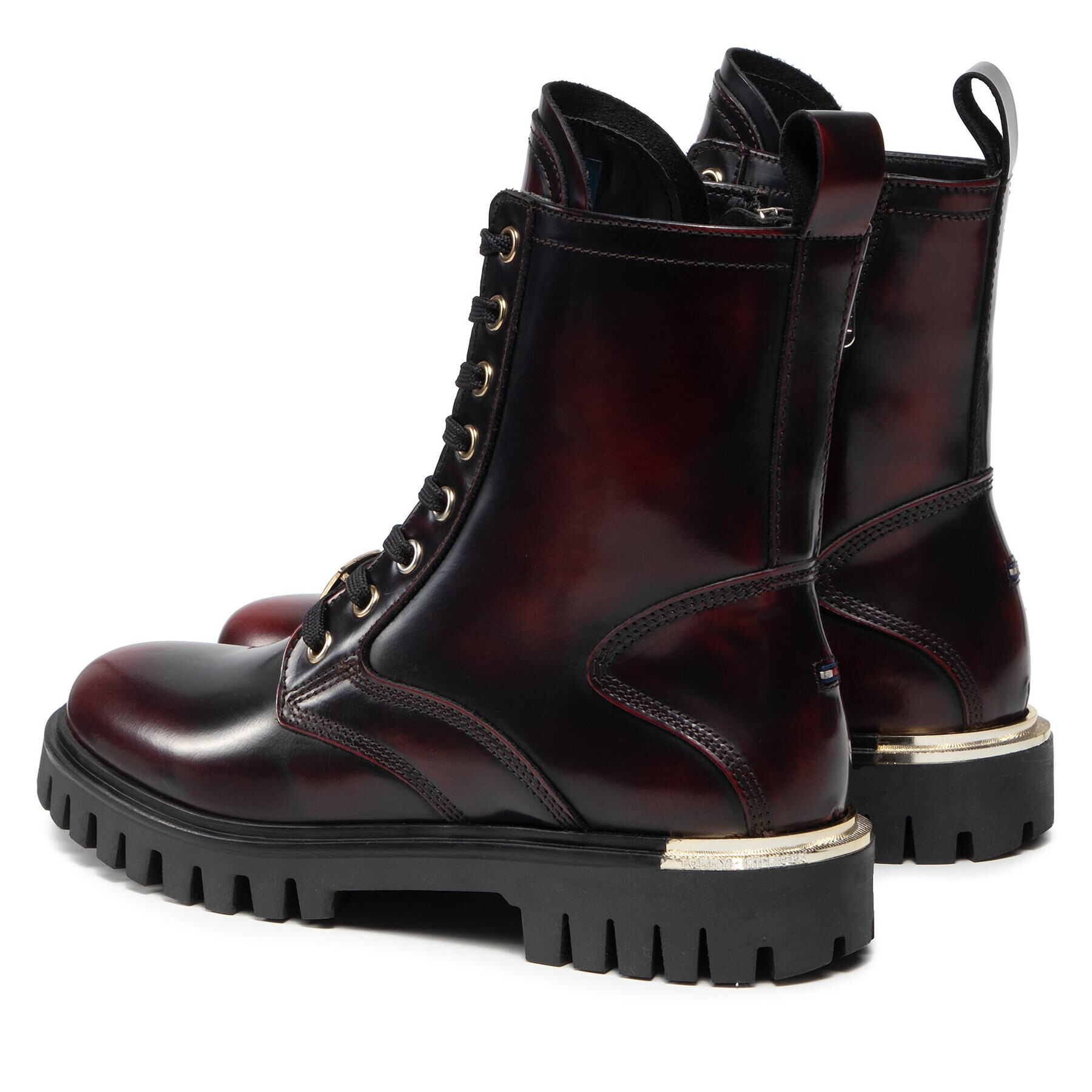 Tommy Hilfiger Turistická obuv Polished Leather Lace Up Boot FW0FW06008 Černá - Pepit.cz