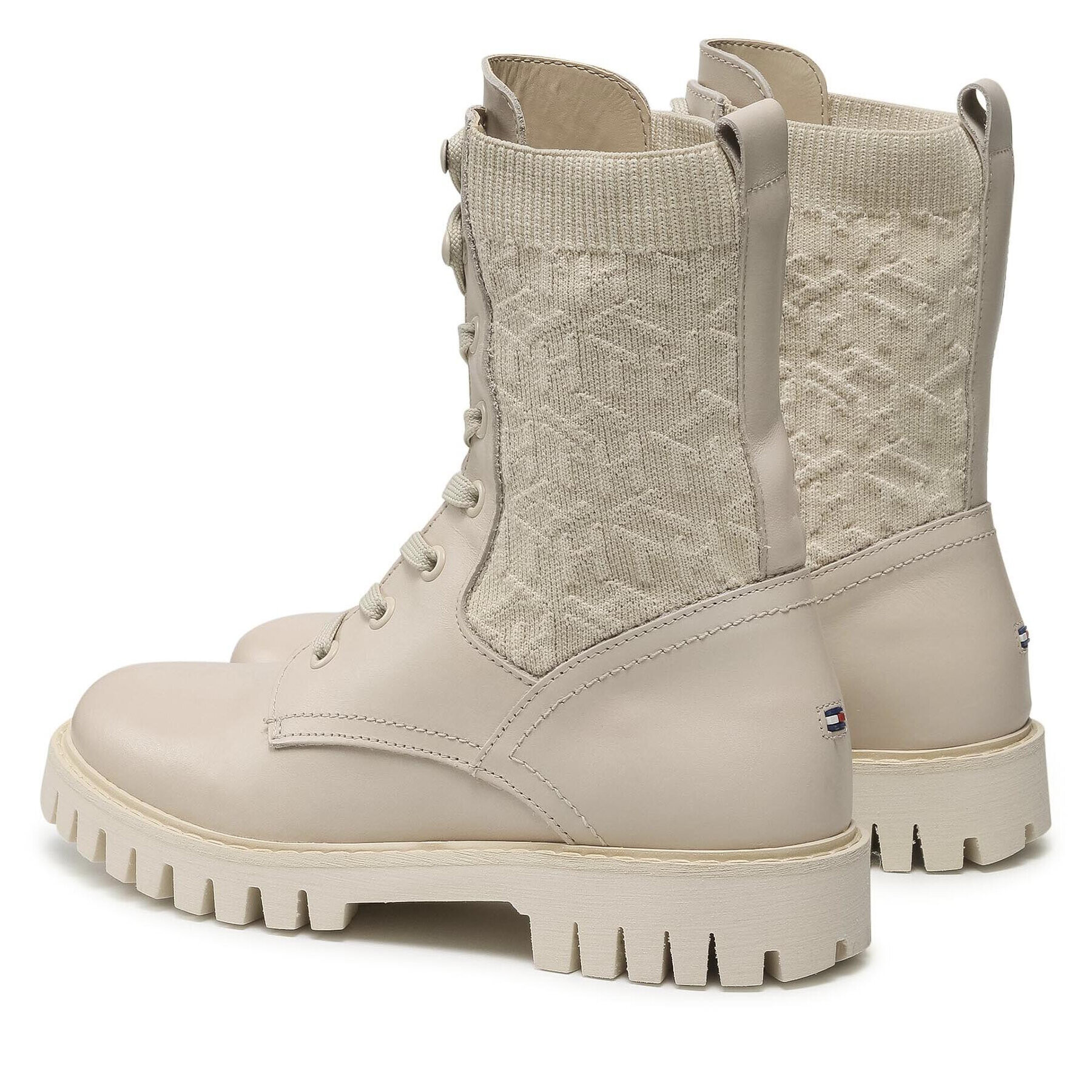 Tommy Hilfiger Turistická obuv Th Knitted Flat Boot FW0FW05767 Béžová - Pepit.cz