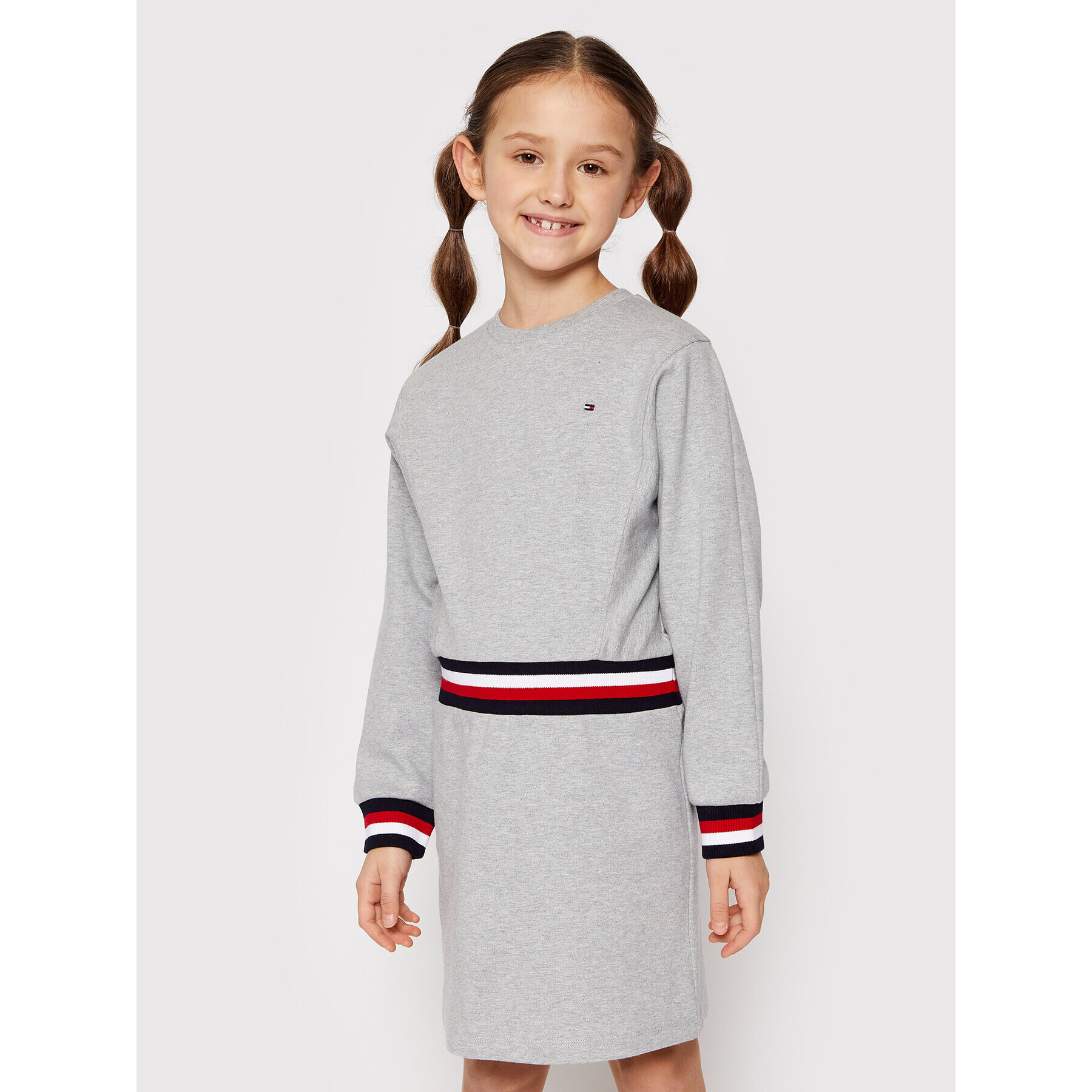 Tommy Hilfiger Úpletové šaty Global Stripe KG0KG06215 M Šedá Regular Fit - Pepit.cz