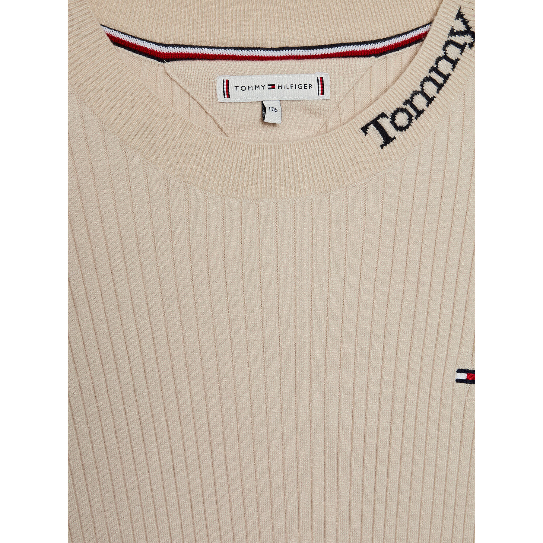 Tommy Hilfiger Úpletové šaty KG0KG07157 D Écru Regular Fit - Pepit.cz