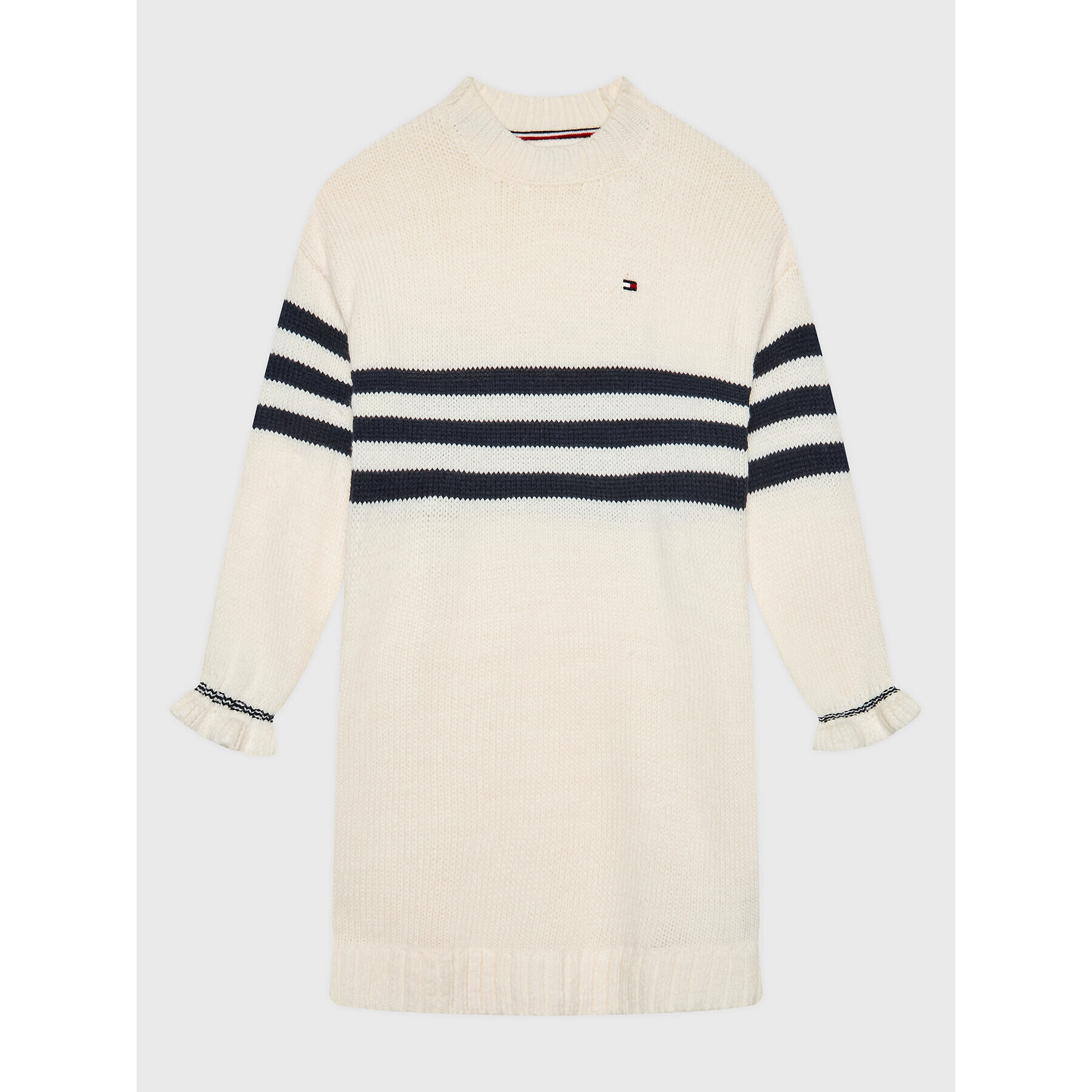 Tommy Hilfiger Úpletové šaty Prep Stripe KG0KG06883 D Écru Relaxed Fit - Pepit.cz