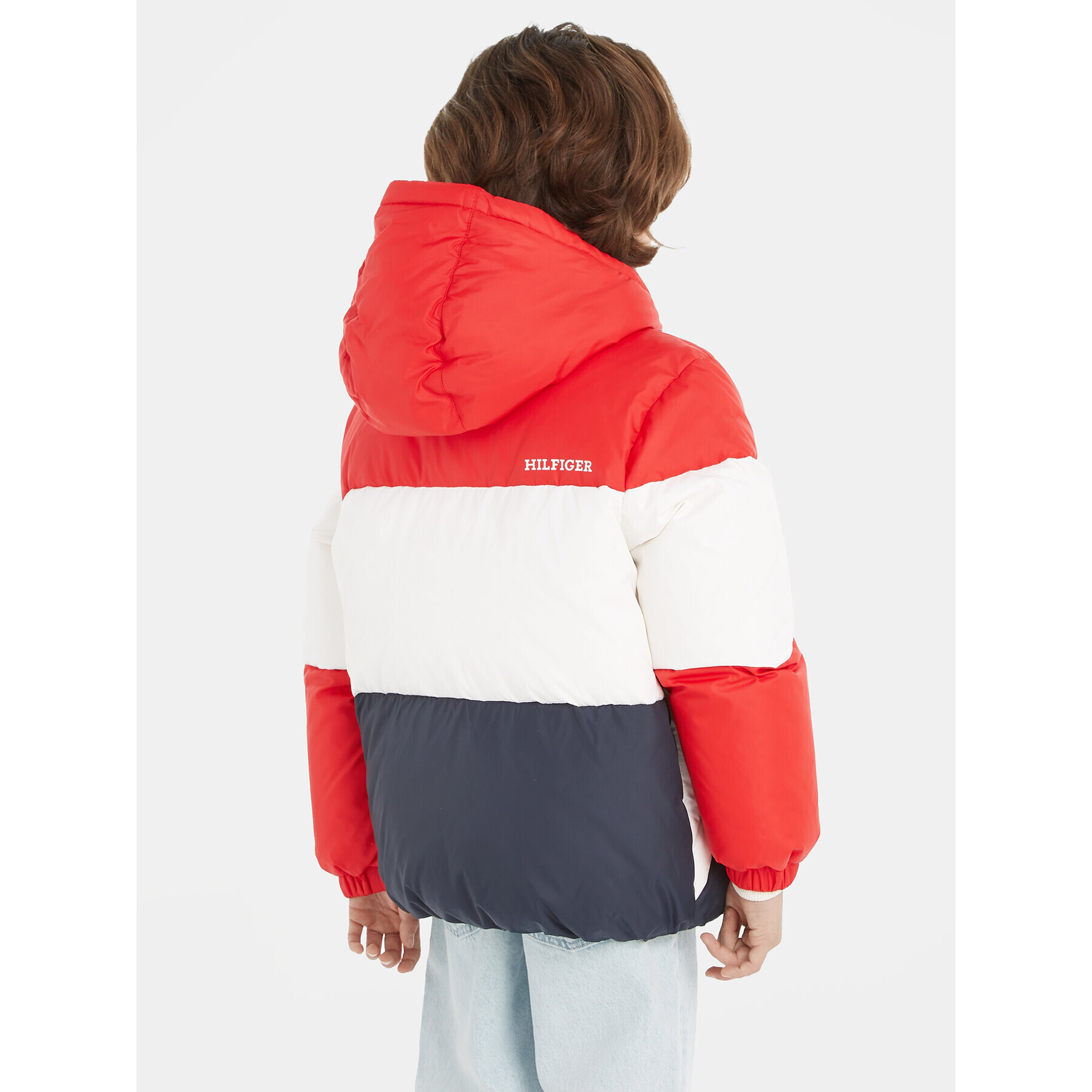 Tommy Hilfiger Vatovaná bunda Essential Colorblock KB0KB08559 S Červená Regular Fit - Pepit.cz