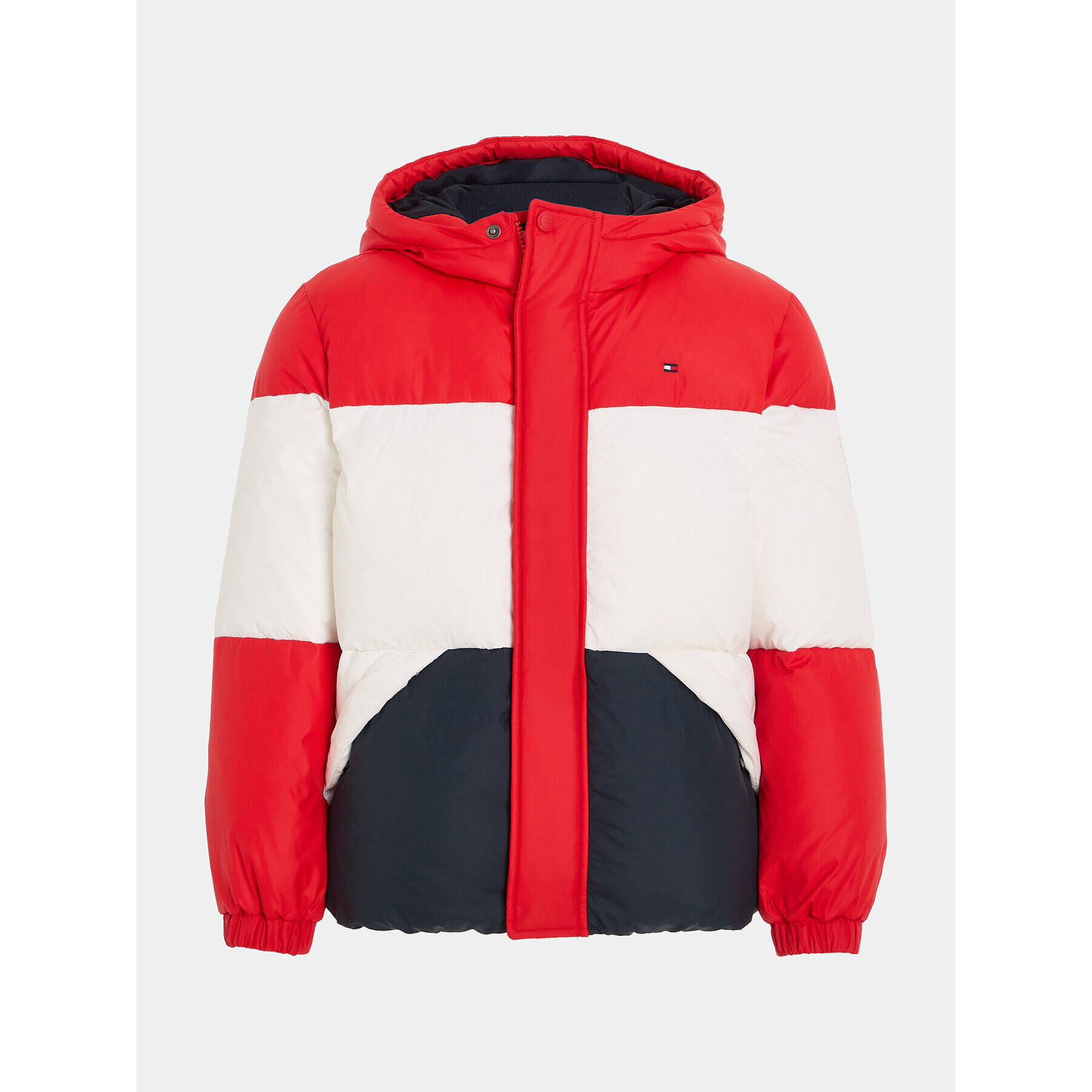 Tommy Hilfiger Vatovaná bunda Essential Colorblock KB0KB08559 S Červená Regular Fit - Pepit.cz