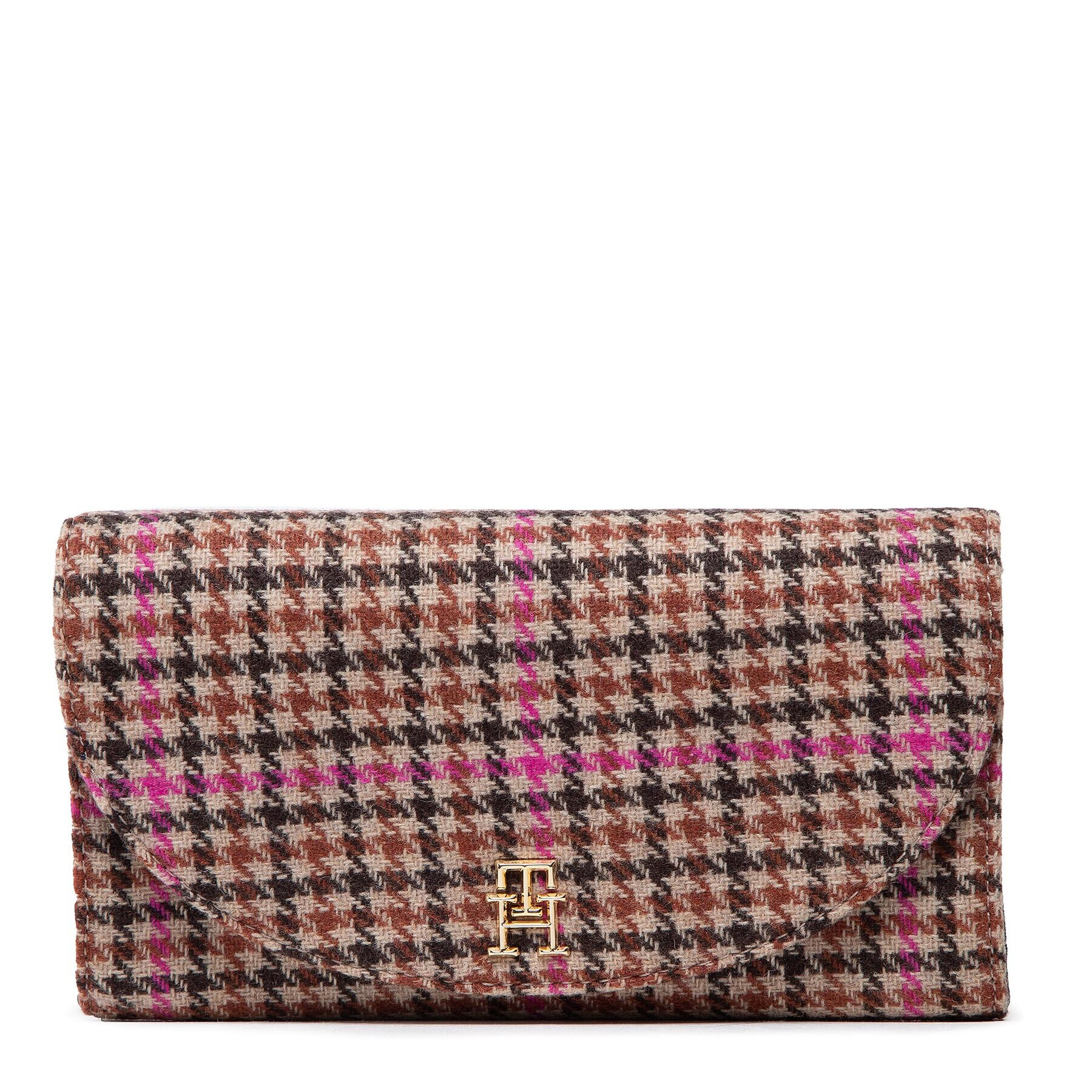 Tommy Hilfiger Velká dámská peněženka Life Large Wallet Check AW0AW13642 Hnědá - Pepit.cz