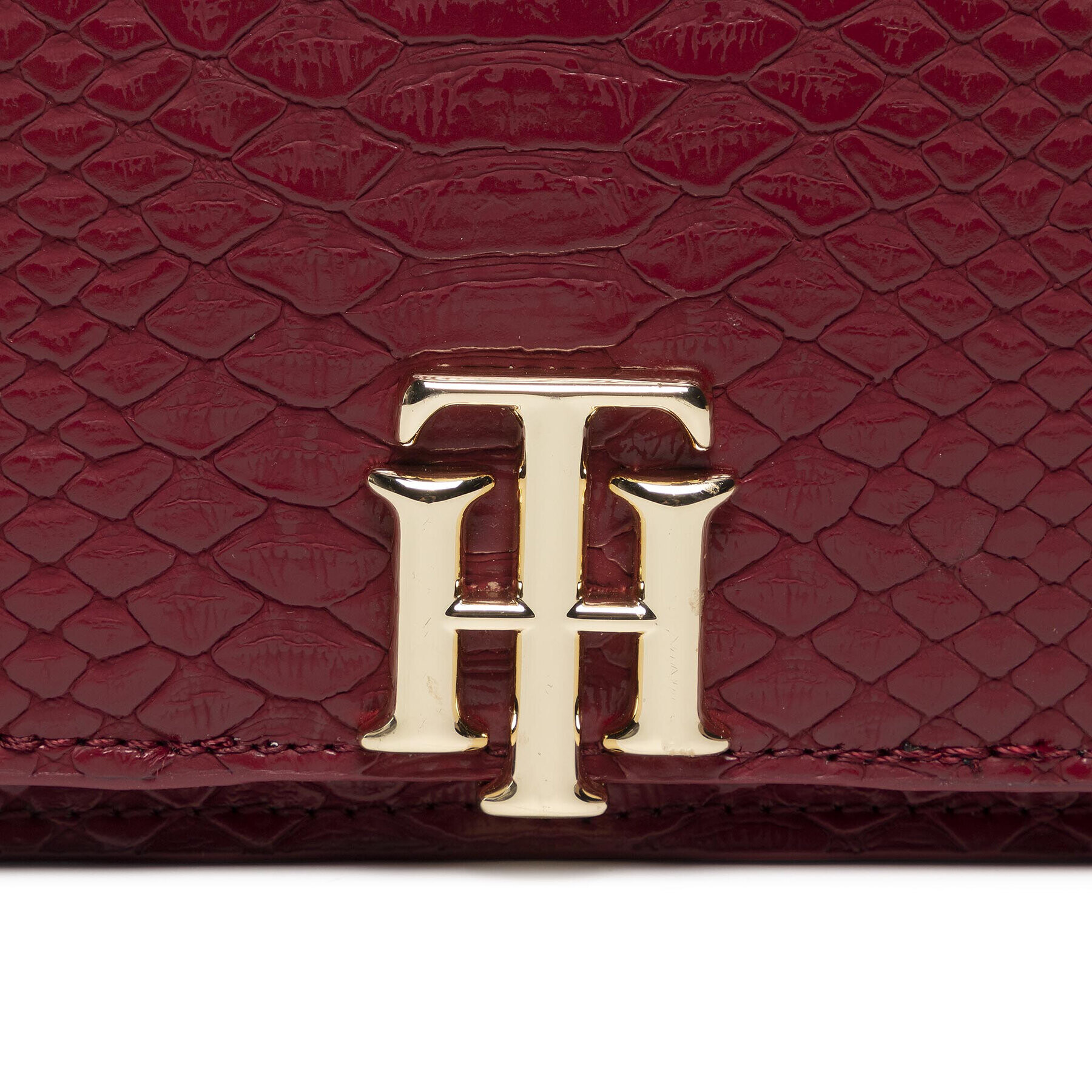 Tommy Hilfiger Velká dámská peněženka Th Lock Med Flap Wallet Snake AW0AW10532 Bordó - Pepit.cz