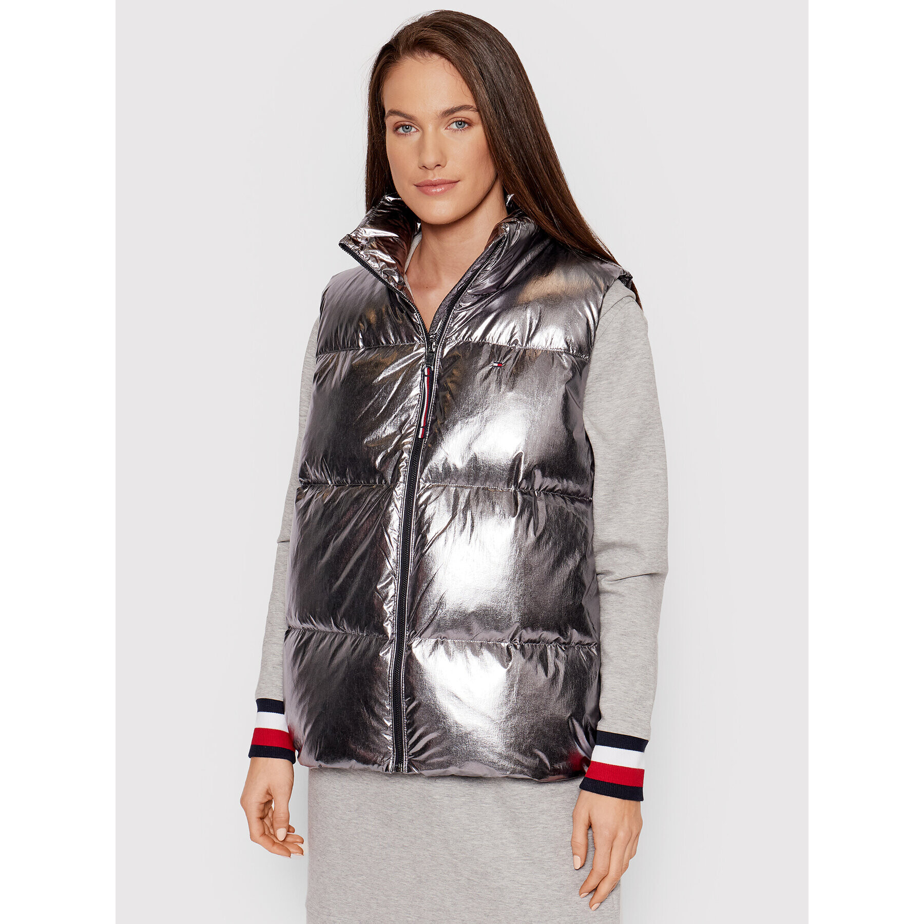 Tommy Hilfiger Vesta Gloss Foil WW0WW33073 Stříbrná Regular Fit - Pepit.cz