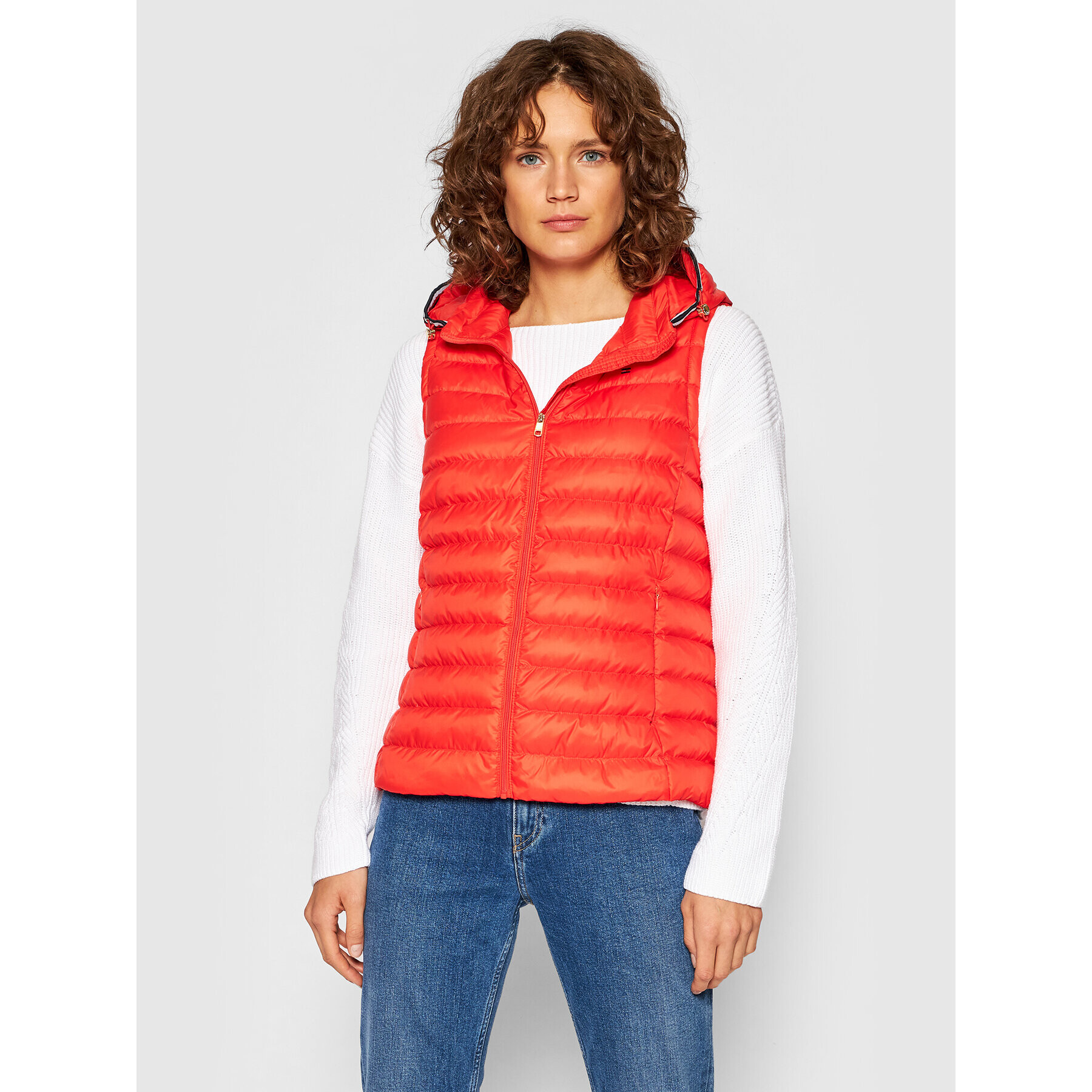 Tommy Hilfiger Vesta Th Ess Lw Down Vest WW0WW30841 Červená Regular Fit - Pepit.cz