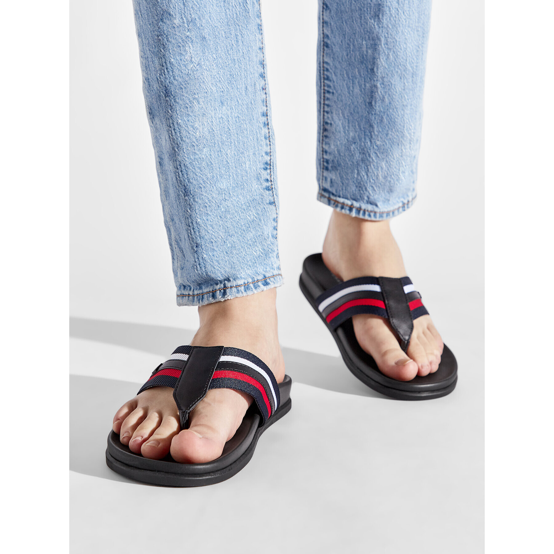 Tommy Hilfiger Žabky Corporate Mix Materials Sandal FM0FM04069 Tmavomodrá - Pepit.cz