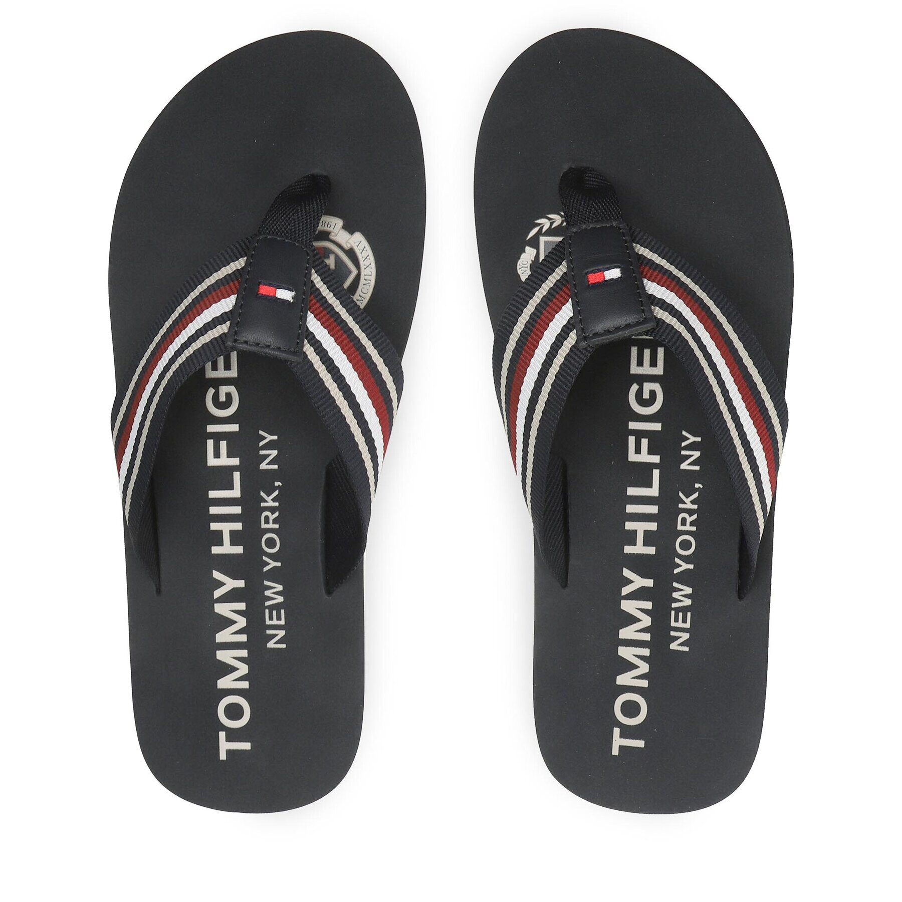 Tommy Hilfiger Žabky Corporate Stripes Beach Sandal FM0FM04407 Tmavomodrá - Pepit.cz