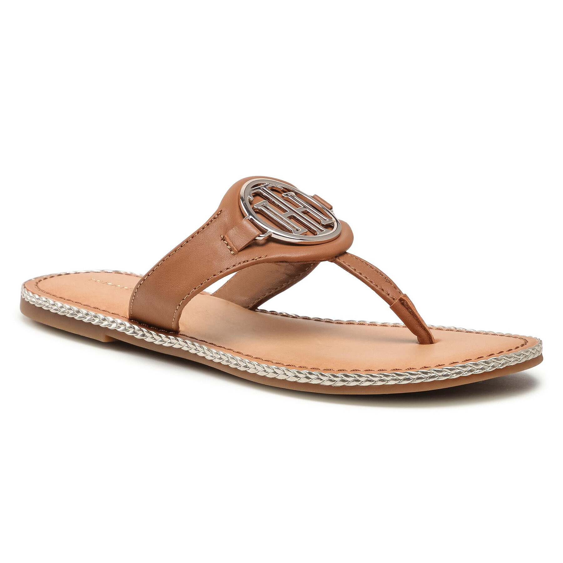 Tommy Hilfiger Žabky Essential Leather Flat Sandal FW0FW05620 Hnědá - Pepit.cz