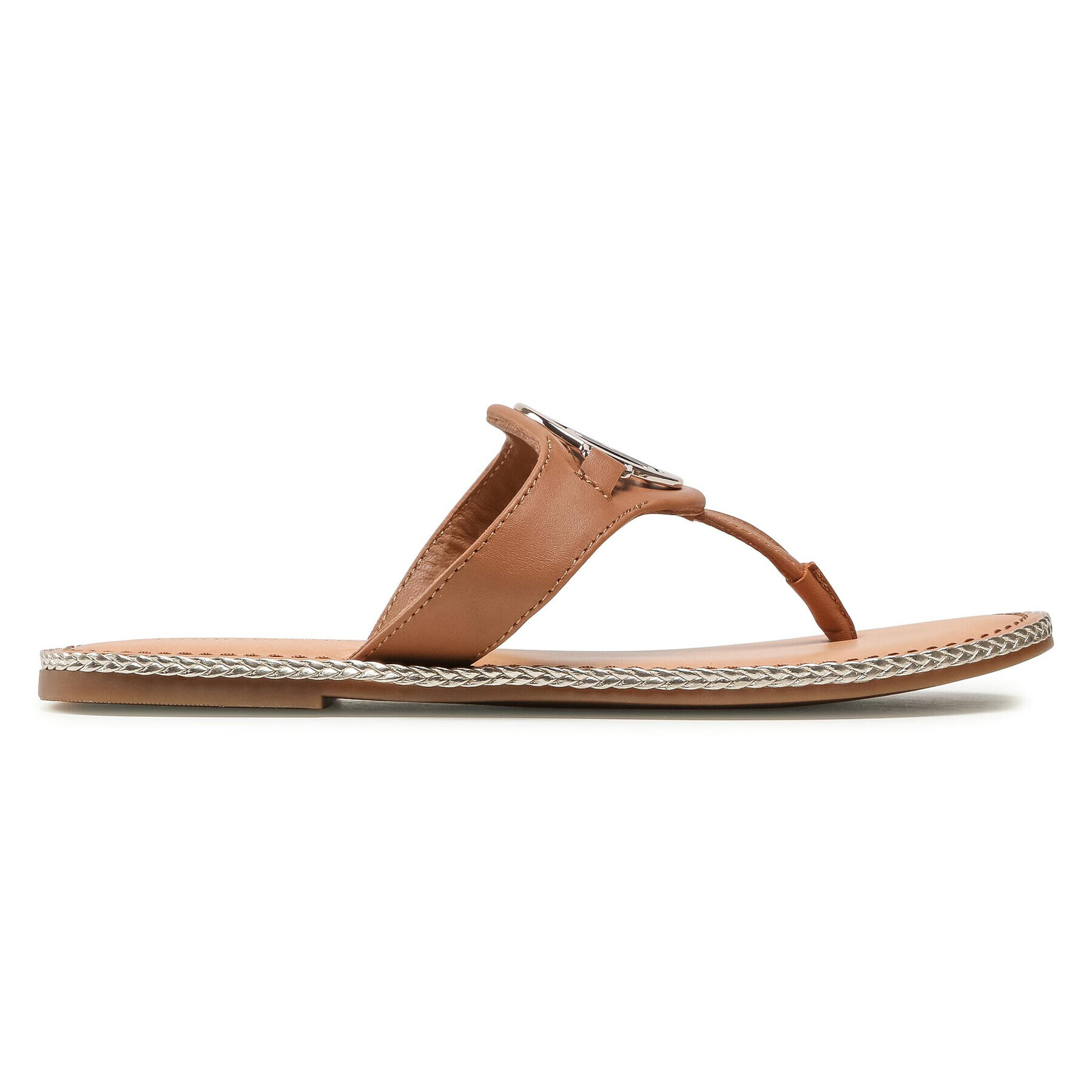 Tommy Hilfiger Žabky Essential Leather Flat Sandal FW0FW05620 Hnědá - Pepit.cz