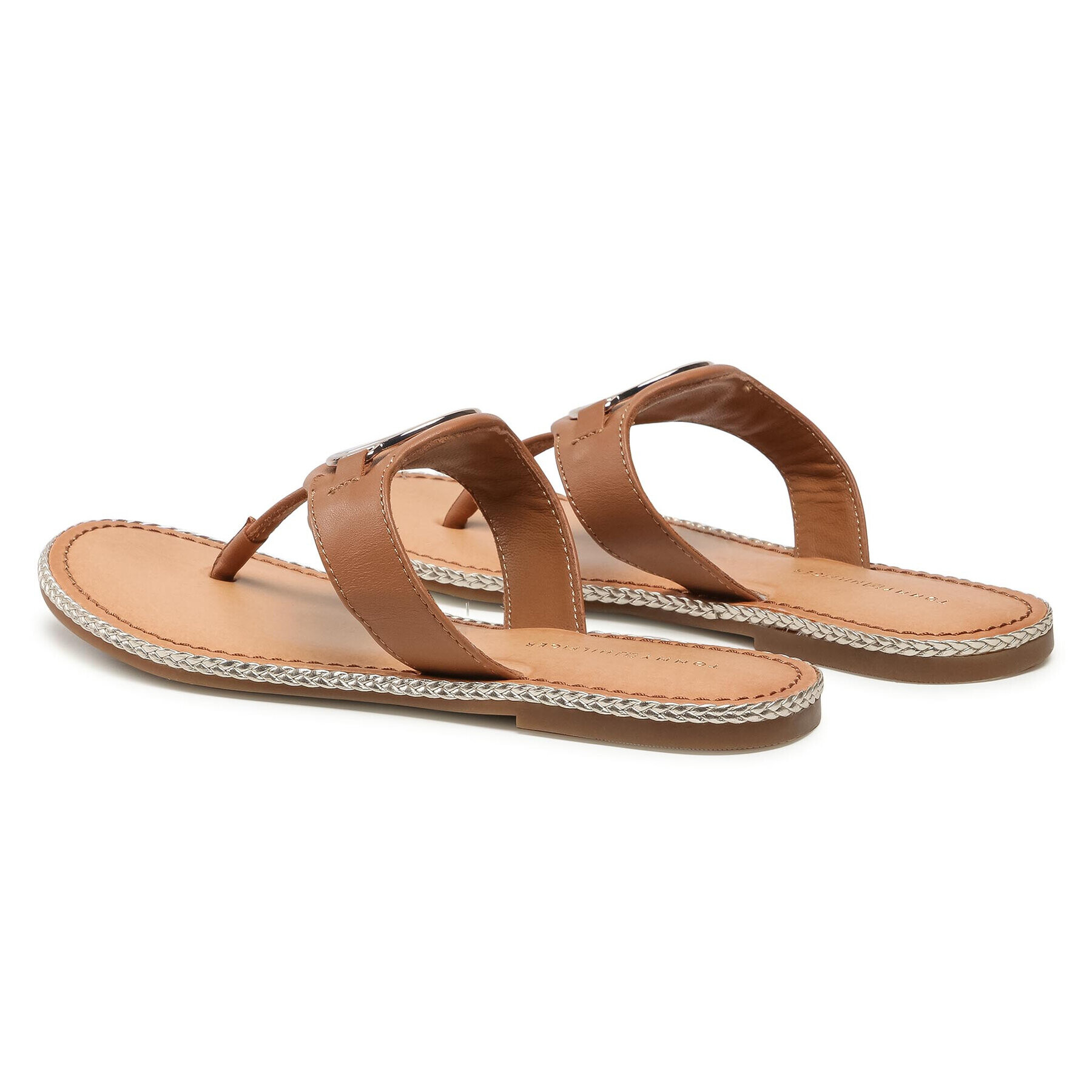 Tommy Hilfiger Žabky Essential Leather Flat Sandal FW0FW05620 Hnědá - Pepit.cz