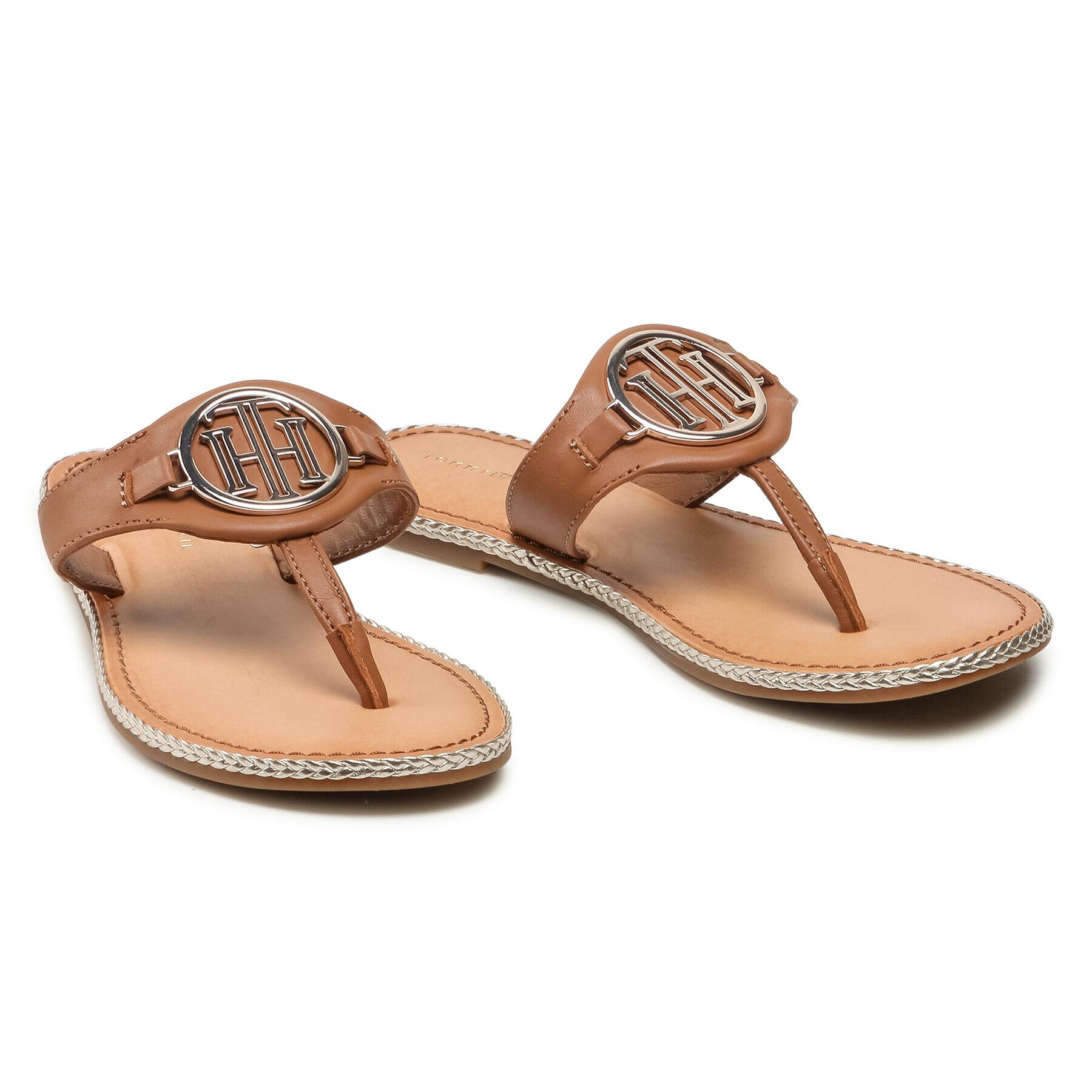 Tommy Hilfiger Žabky Essential Leather Flat Sandal FW0FW05620 Hnědá - Pepit.cz