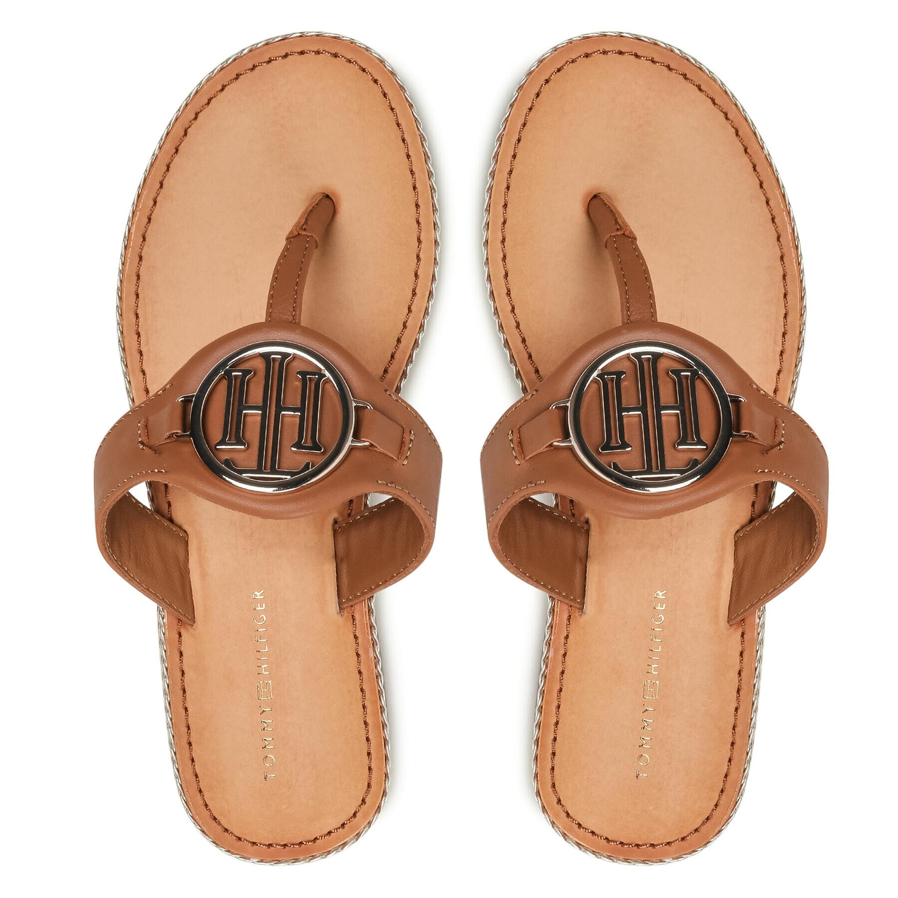 Tommy Hilfiger Žabky Essential Leather Flat Sandal FW0FW05620 Hnědá - Pepit.cz