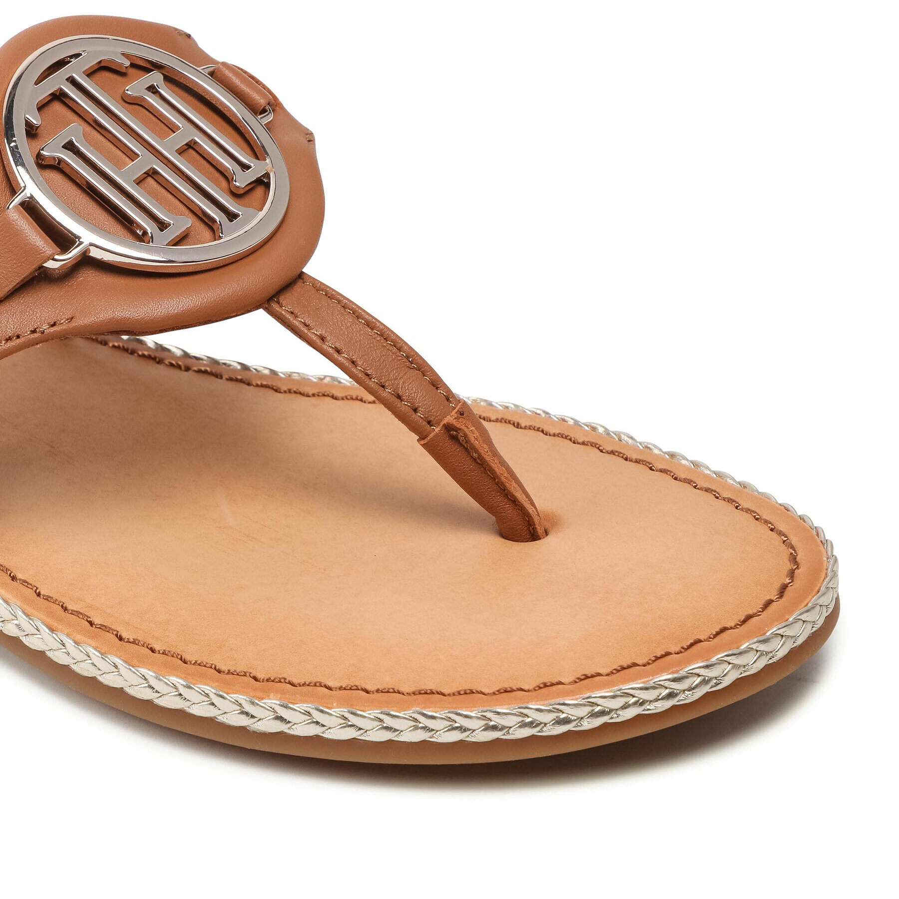 Tommy Hilfiger Žabky Essential Leather Flat Sandal FW0FW05620 Hnědá - Pepit.cz