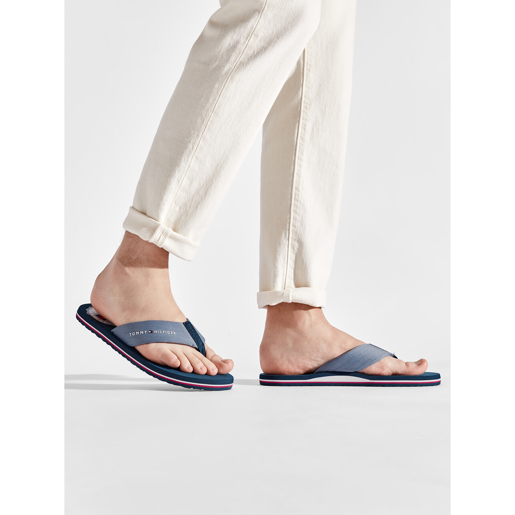 Tommy Hilfiger Žabky Recycled Chambray Beach Sandal FM0FM03983 Modrá - Pepit.cz