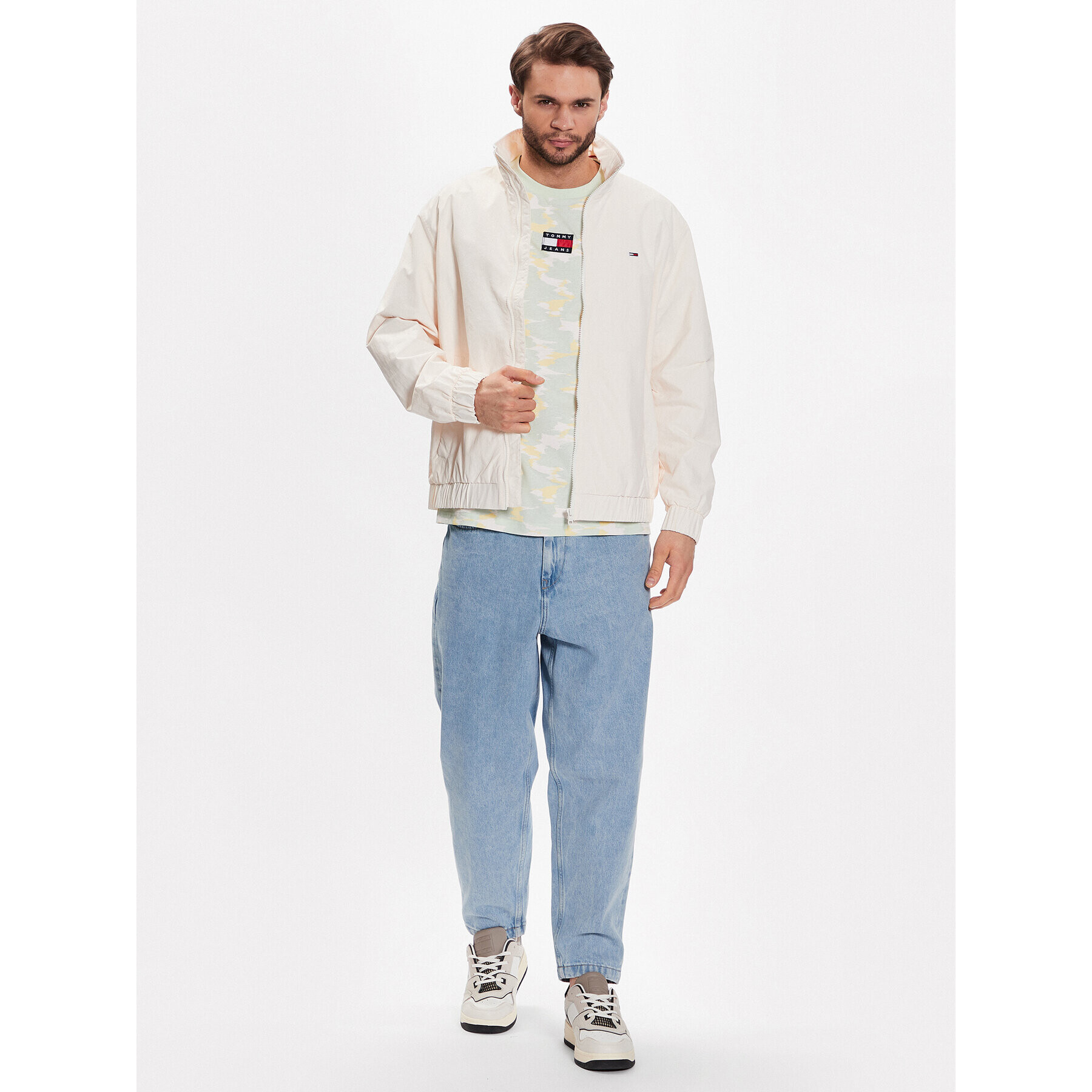 Tommy Jeans Bunda pro přechodné období Essential DM0DM15916 Écru Regular Fit - Pepit.cz