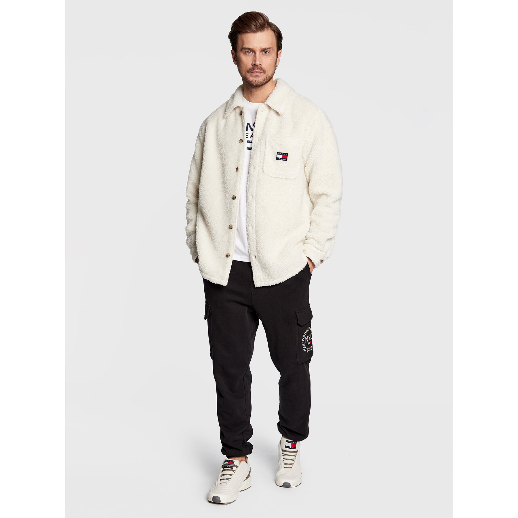 Tommy Jeans Bunda pro přechodné období Sherpa DM0DM15615 Béžová Oversize - Pepit.cz