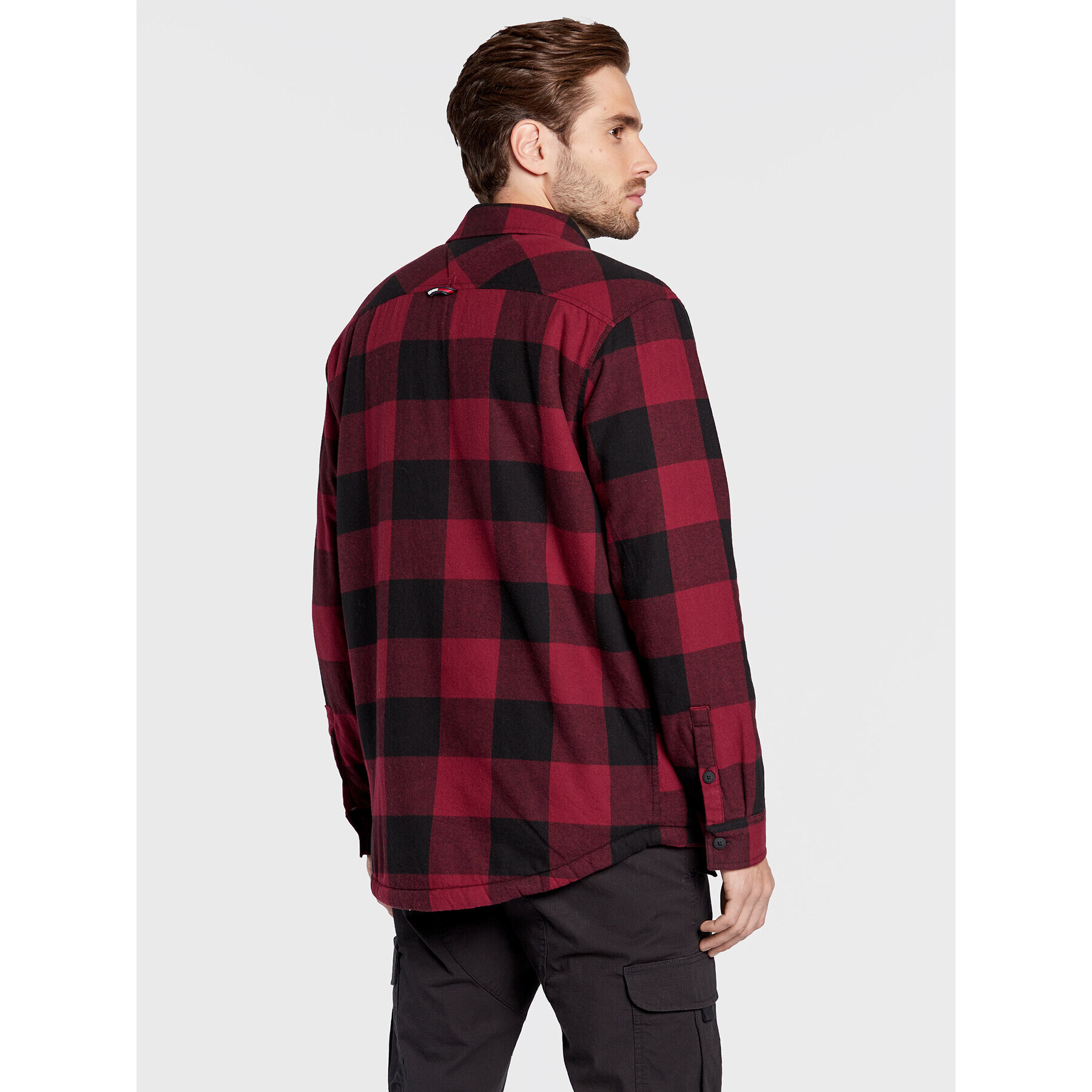 Tommy Jeans Bunda pro přechodné období Sherpa Flannel DM0DM15132 Bordó Regular Fit - Pepit.cz