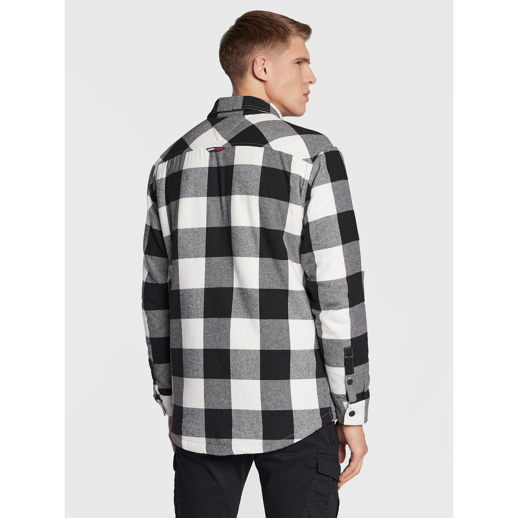 Tommy Jeans Bunda pro přechodné období Sherpa Flannel DM0DM15132 Šedá Regular Fit - Pepit.cz