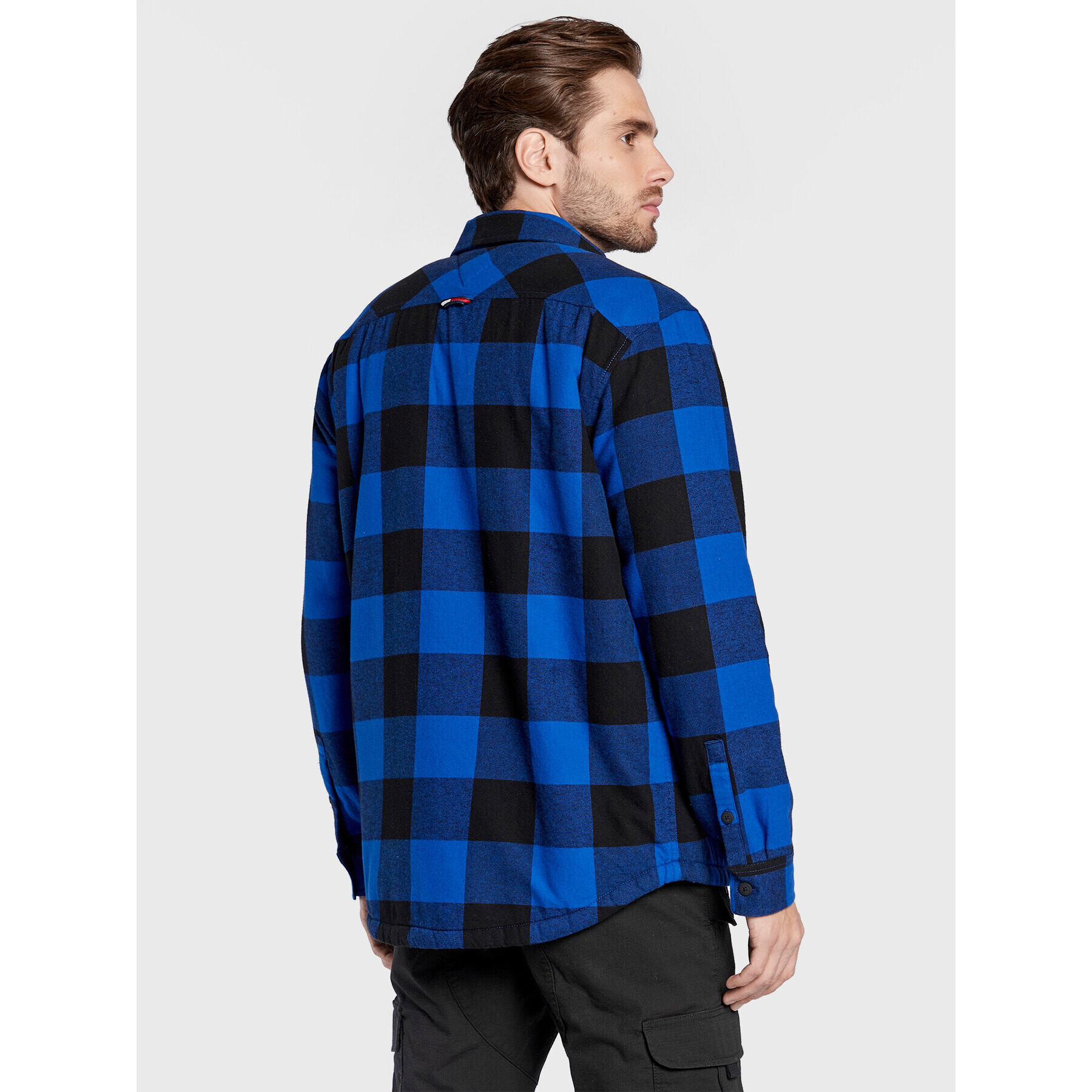 Tommy Jeans Bunda pro přechodné období Sherpa Flannel DM0DM15132 Tmavomodrá Regular Fit - Pepit.cz