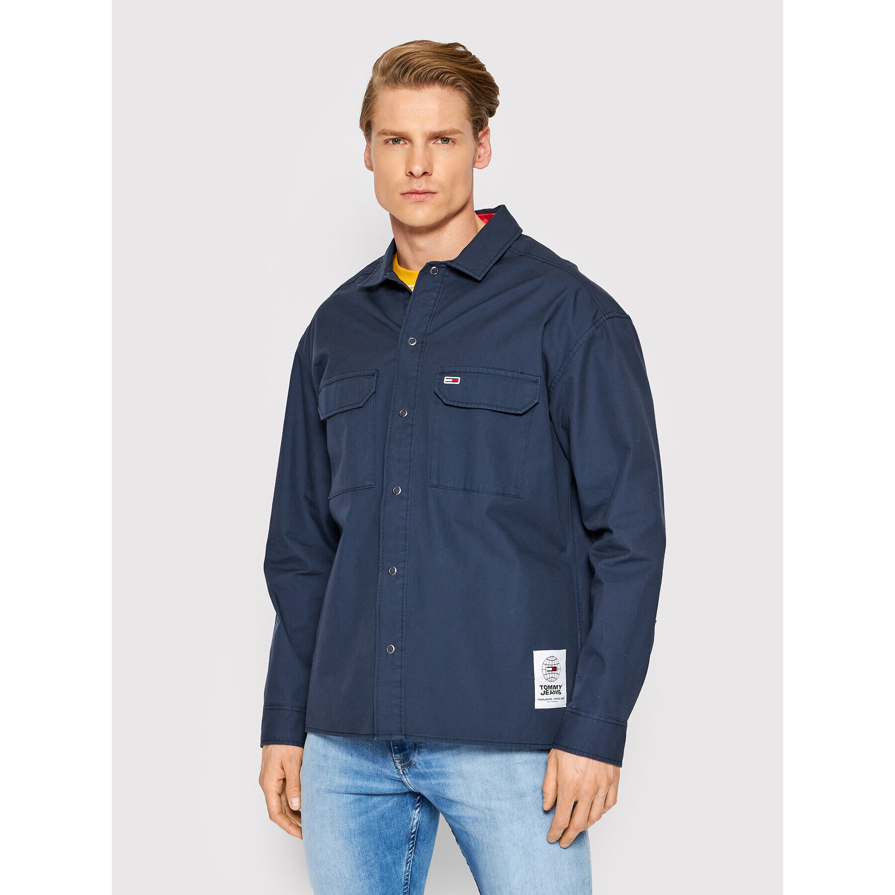 Tommy Jeans Bunda pro přechodné období Soft Solid DM0DM13039 Tmavomodrá Oversize - Pepit.cz