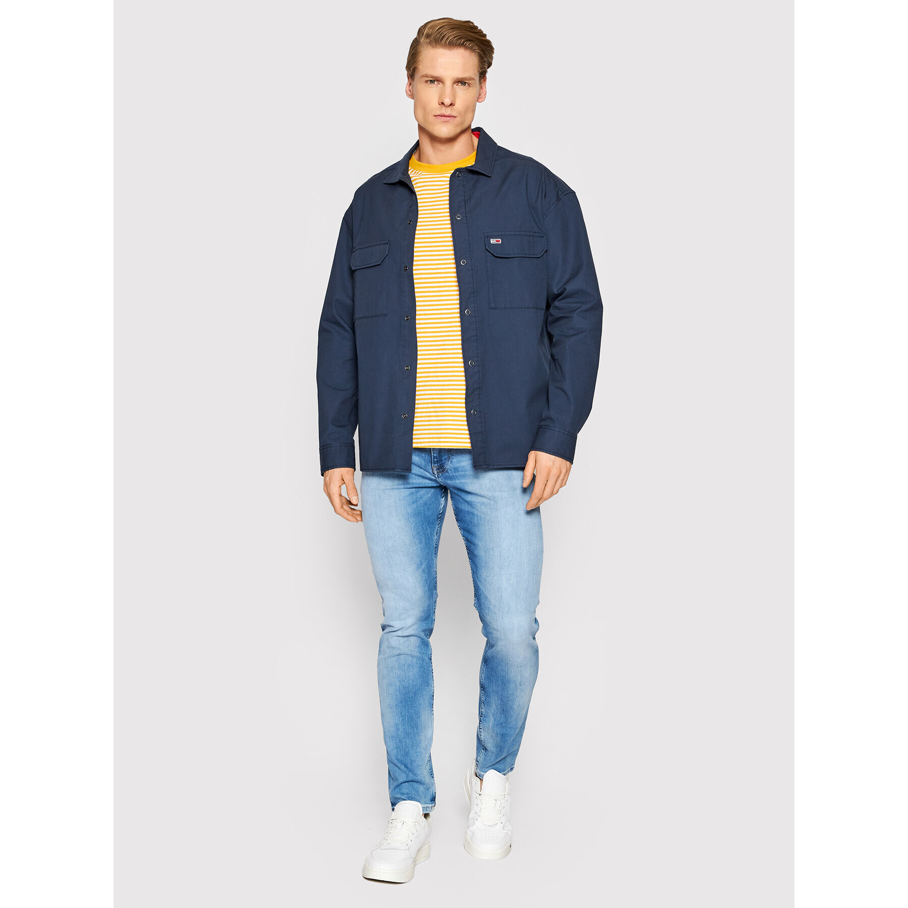 Tommy Jeans Bunda pro přechodné období Soft Solid DM0DM13039 Tmavomodrá Oversize - Pepit.cz