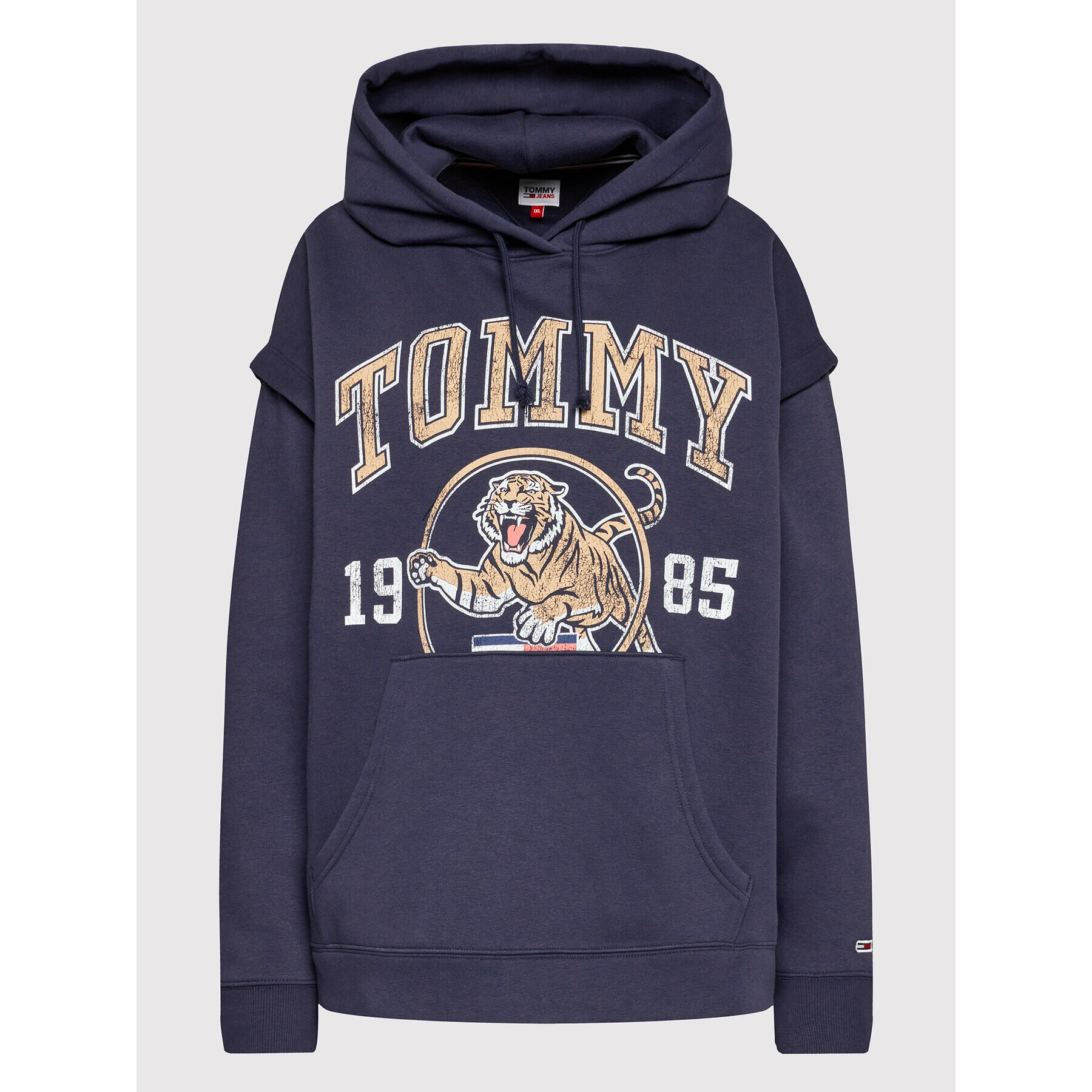 Tommy Jeans Curve Mikina College Tiger 1 DW0DW12037 Tmavomodrá Regular Fit - Pepit.cz