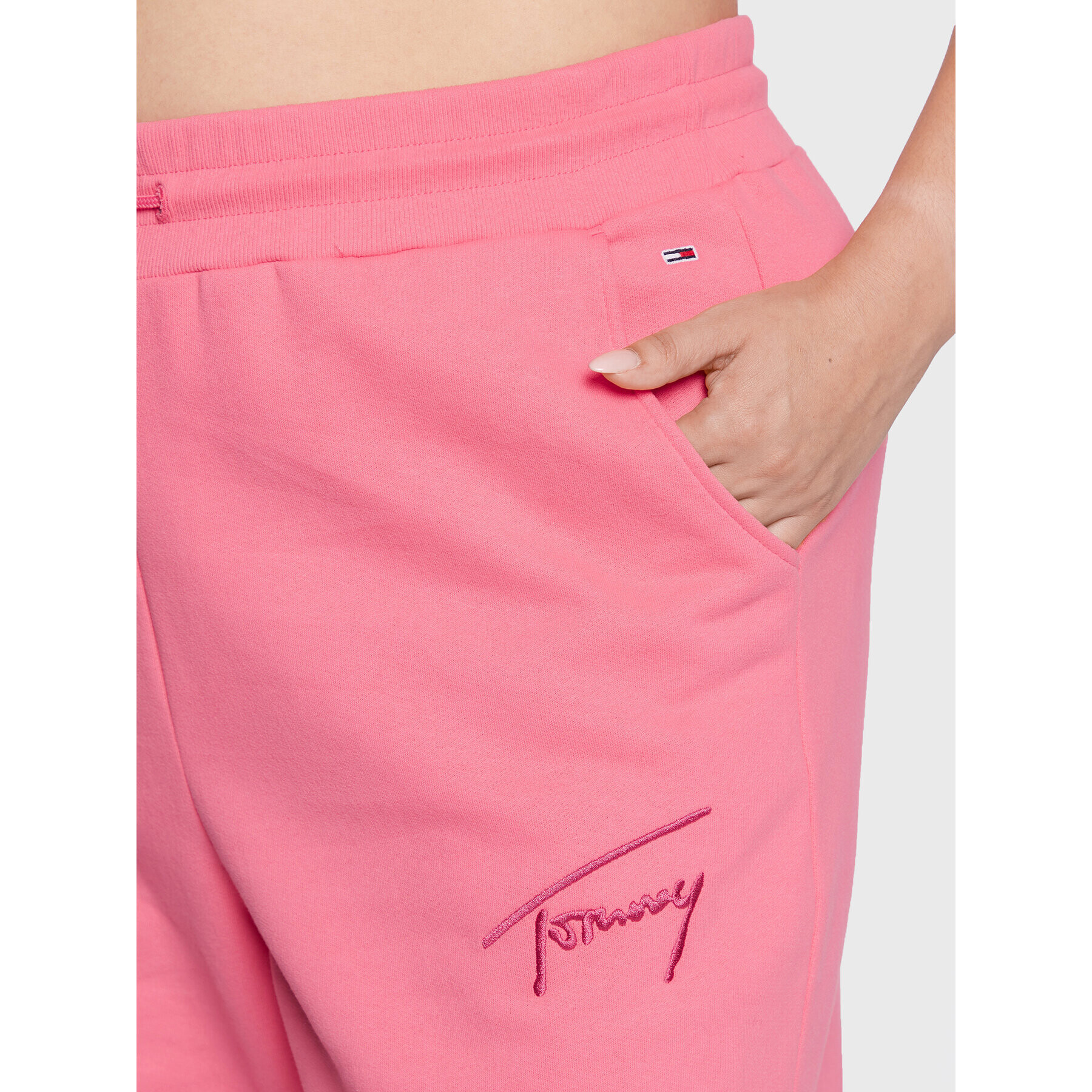 Tommy Jeans Curve Teplákové kalhoty Signature DW0DW13153 Růžová Relaxed Fit - Pepit.cz