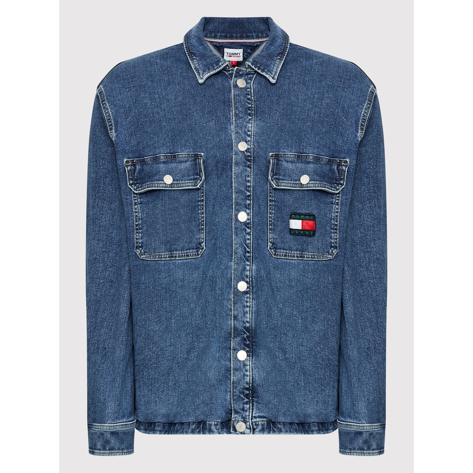 Tommy Jeans džínová košile Utility DM0DM13713 Tmavomodrá Regular Fit - Pepit.cz