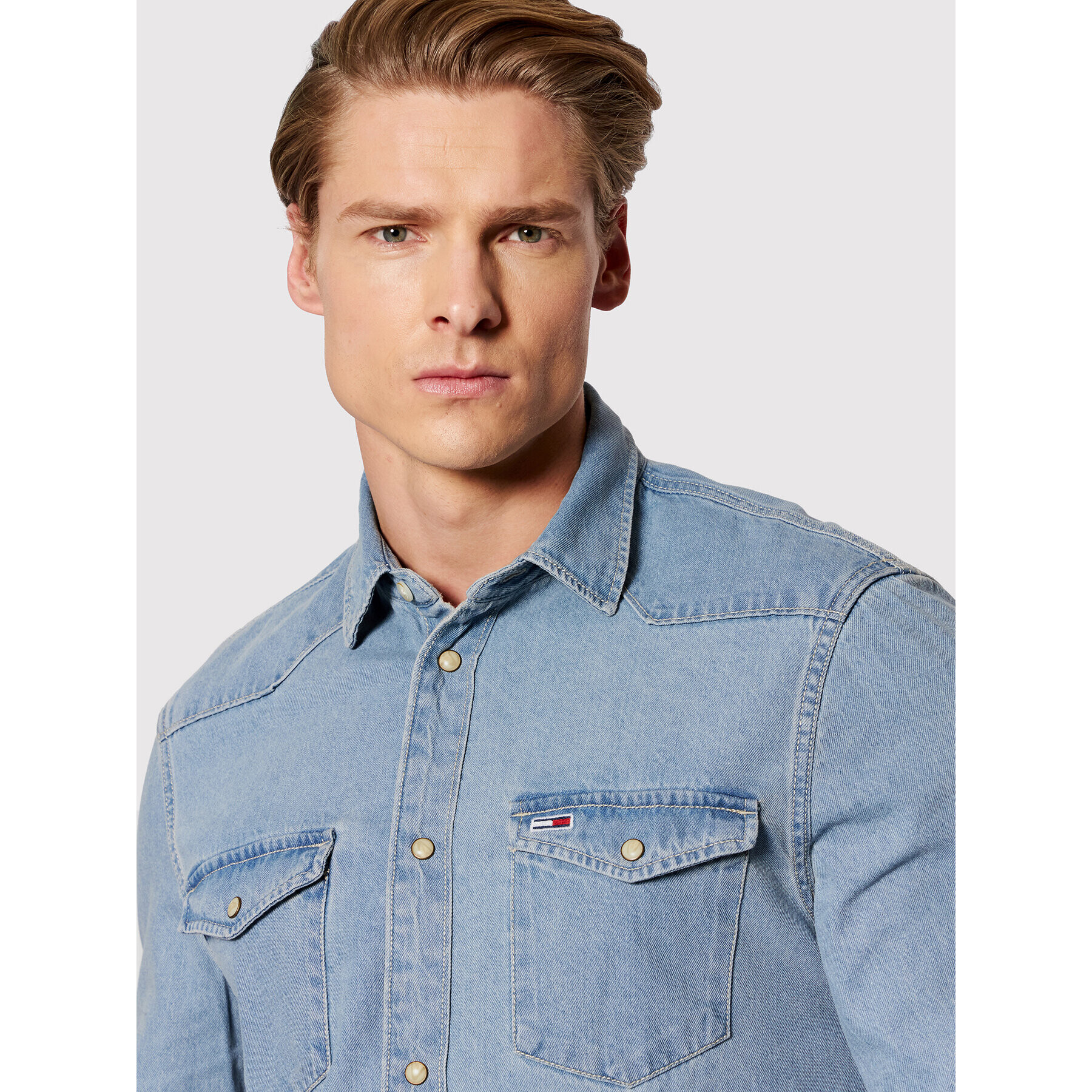 Tommy Jeans džínová košile Western DM0DM12313 Modrá Regular Fit - Pepit.cz