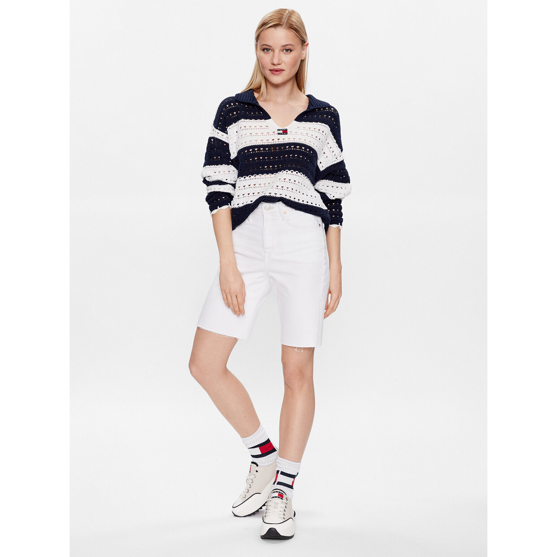 Tommy Jeans Džínové šortky Harper DW0DW15595 Bílá Regular Fit - Pepit.cz