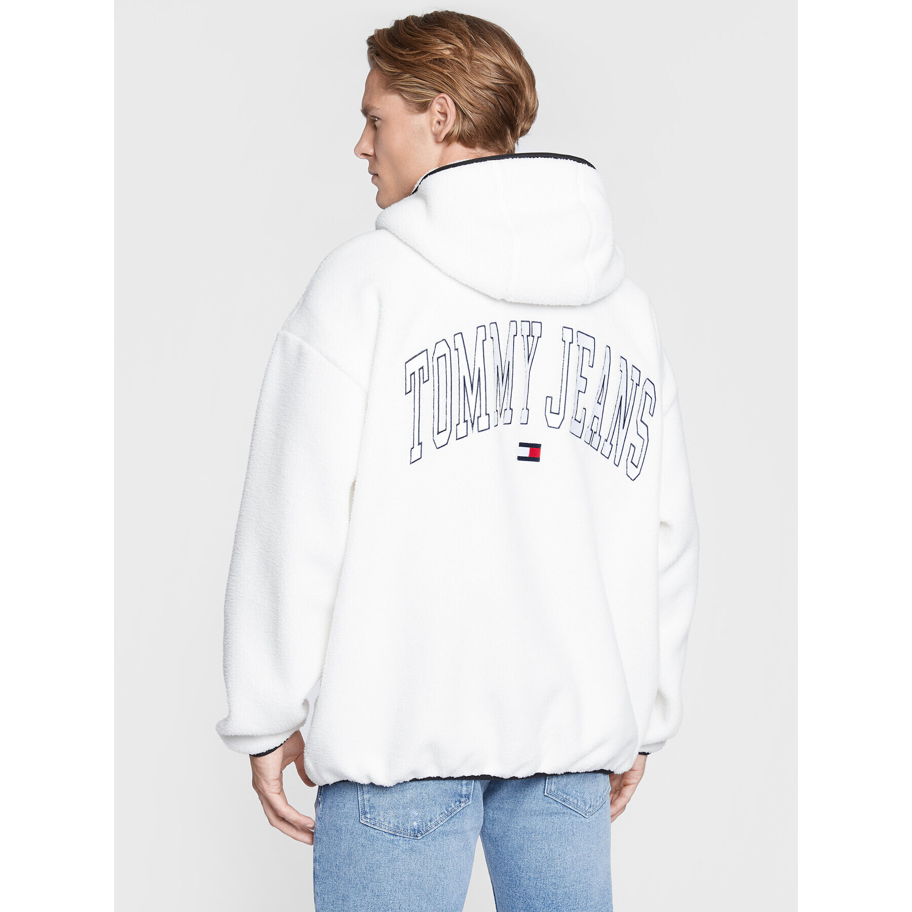 Tommy Jeans Fleecová mikina Collegiate Sherpa DM0DM15290 Bílá Regular Fit - Pepit.cz