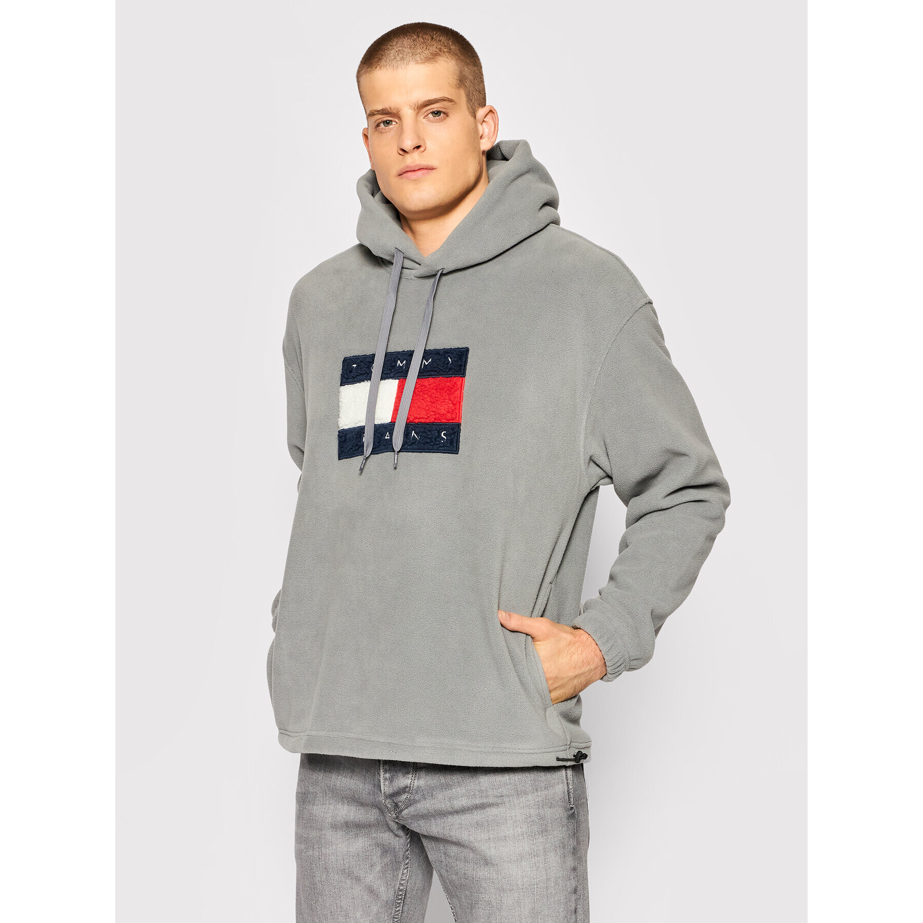 Tommy Jeans Fleecová mikina DM0DM12576 Šedá Relaxed Fit - Pepit.cz