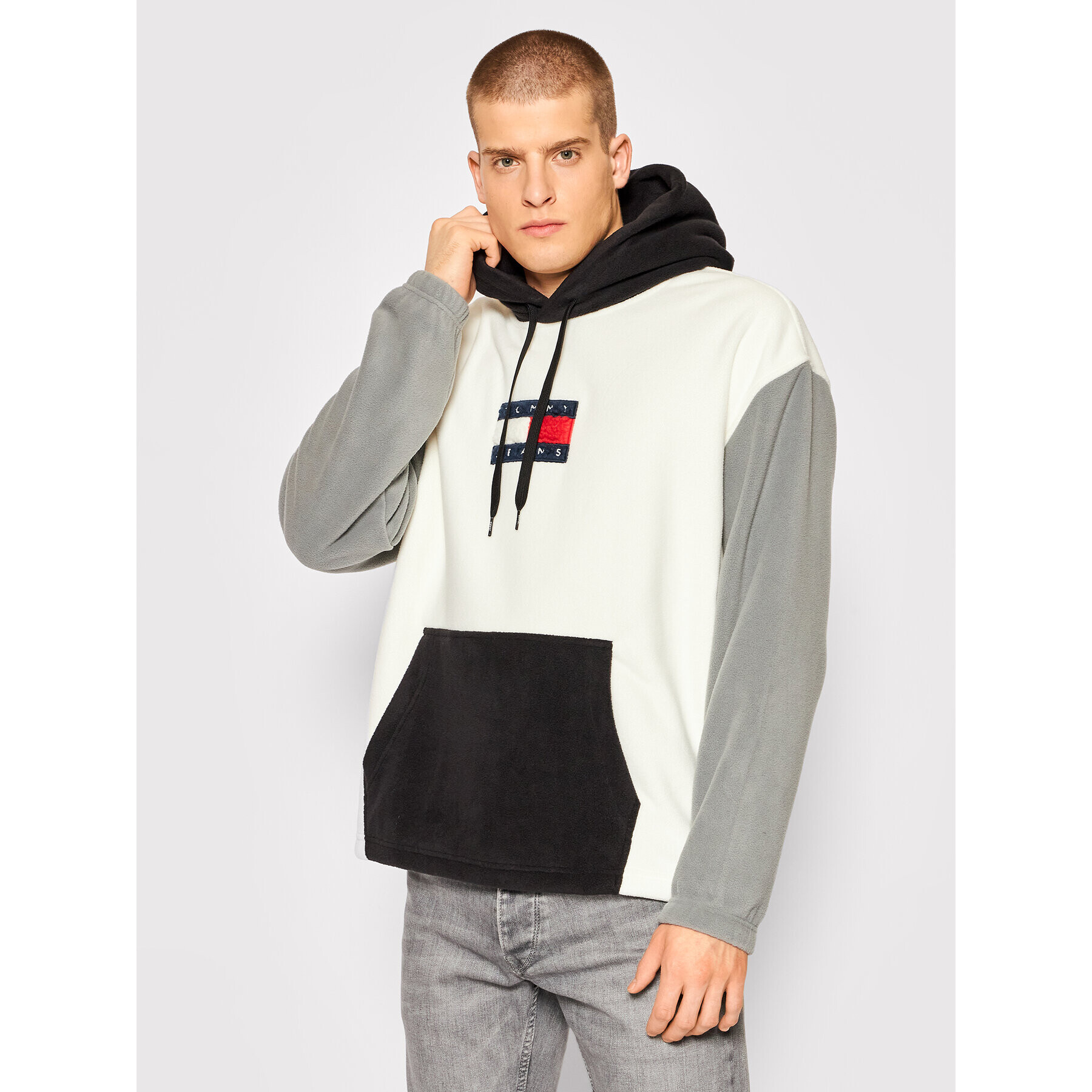 Tommy Jeans Fleecová mikina DM0DM12579 Béžová Relaxed Fit - Pepit.cz