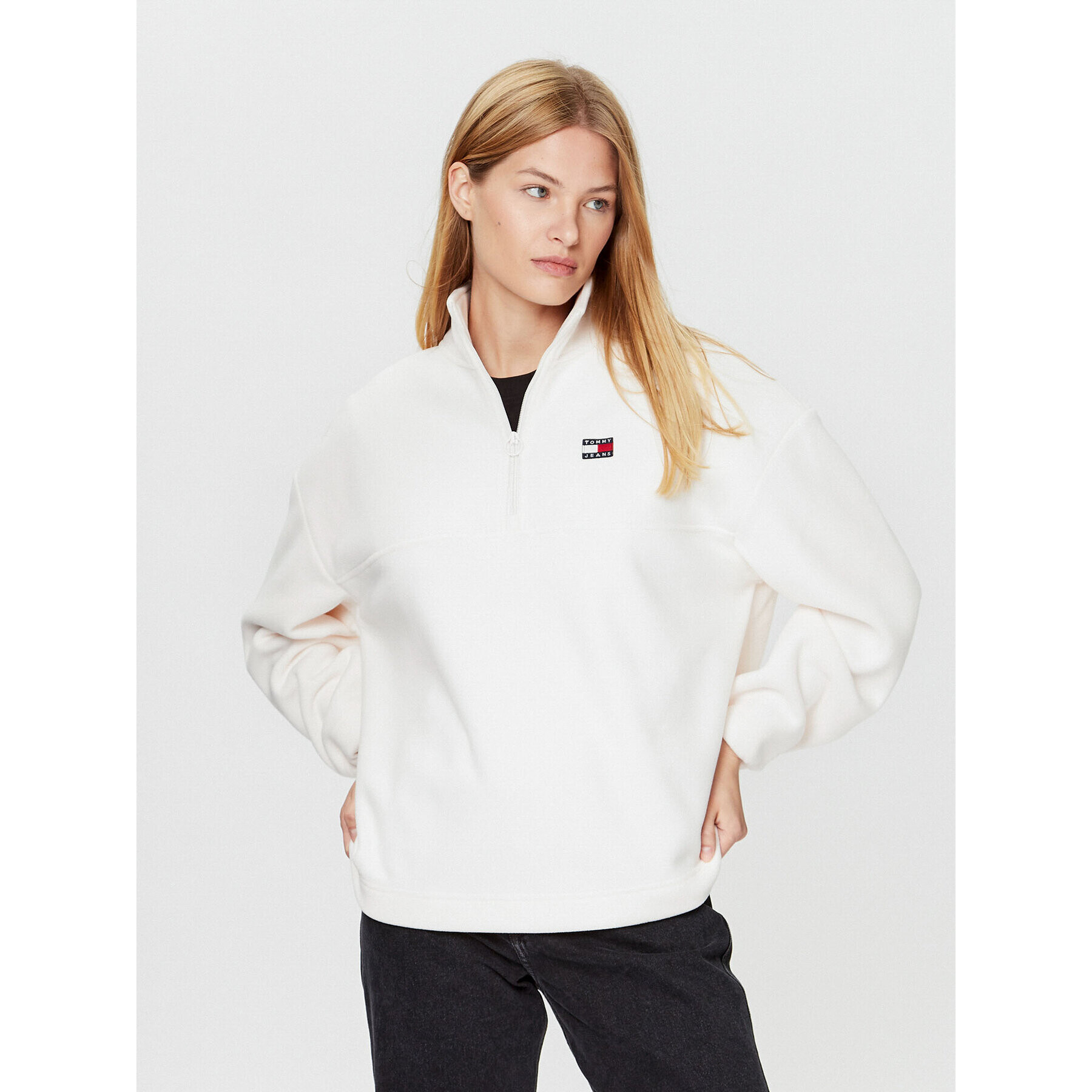 Tommy Jeans Fleecová mikina DW0DW16271 Écru Oversize - Pepit.cz