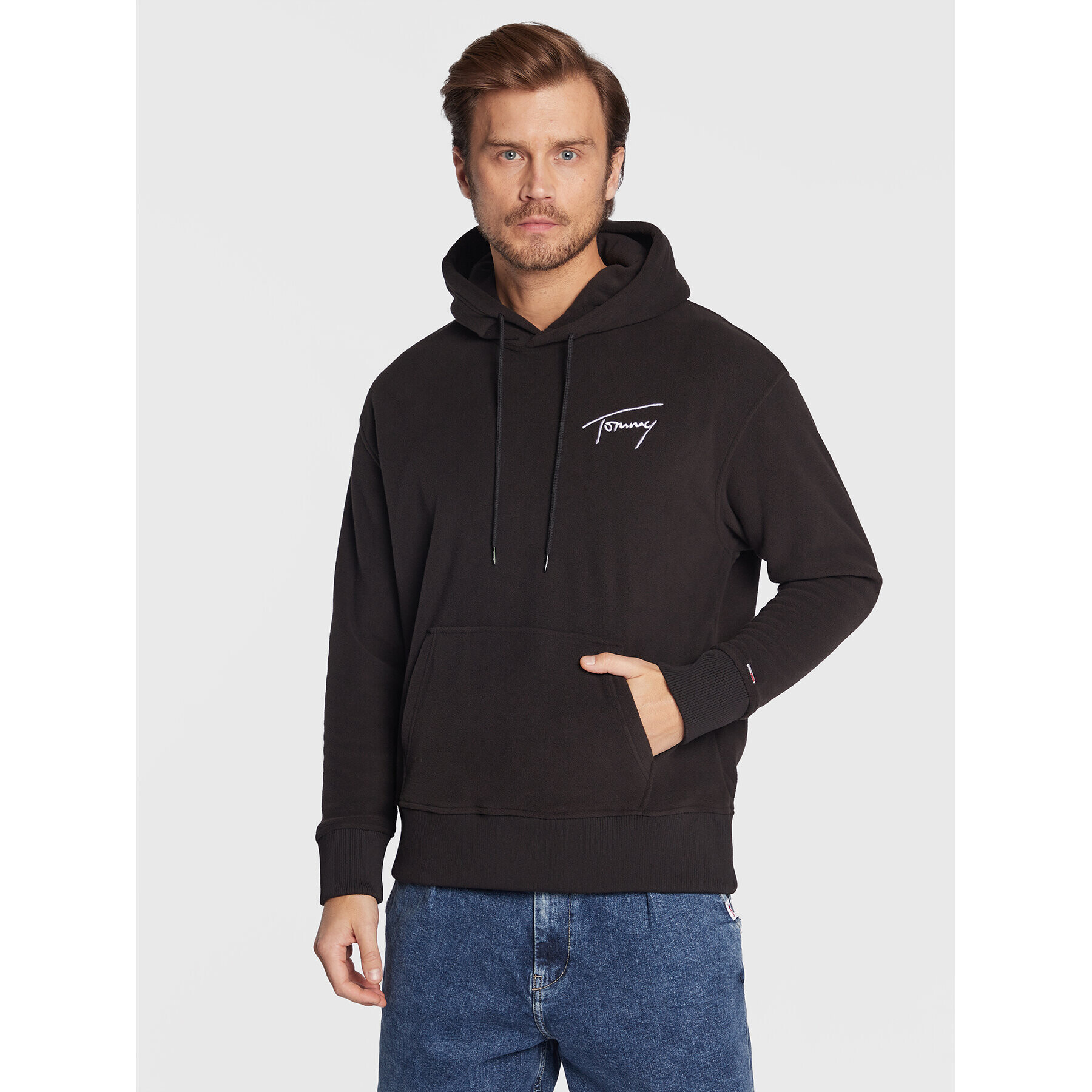 Tommy Jeans Fleecová mikina Signature DM0DM15030 Černá Relaxed Fit - Pepit.cz