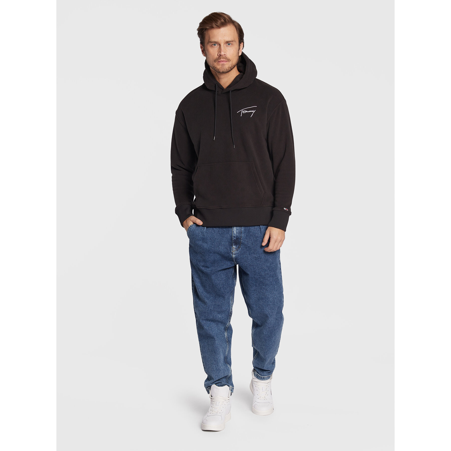 Tommy Jeans Fleecová mikina Signature DM0DM15030 Černá Relaxed Fit - Pepit.cz