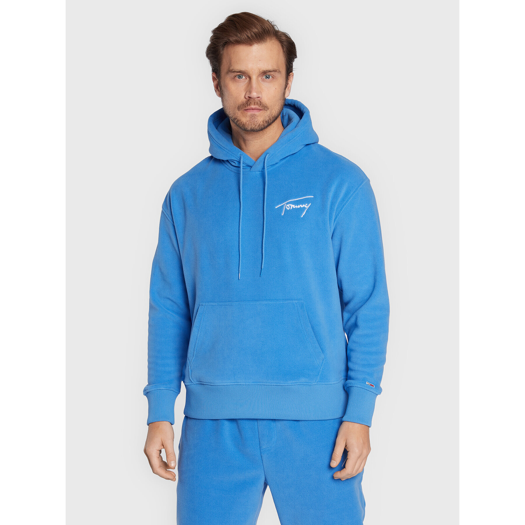 Tommy Jeans Fleecová mikina Signature DM0DM15030 Modrá Relaxed Fit - Pepit.cz