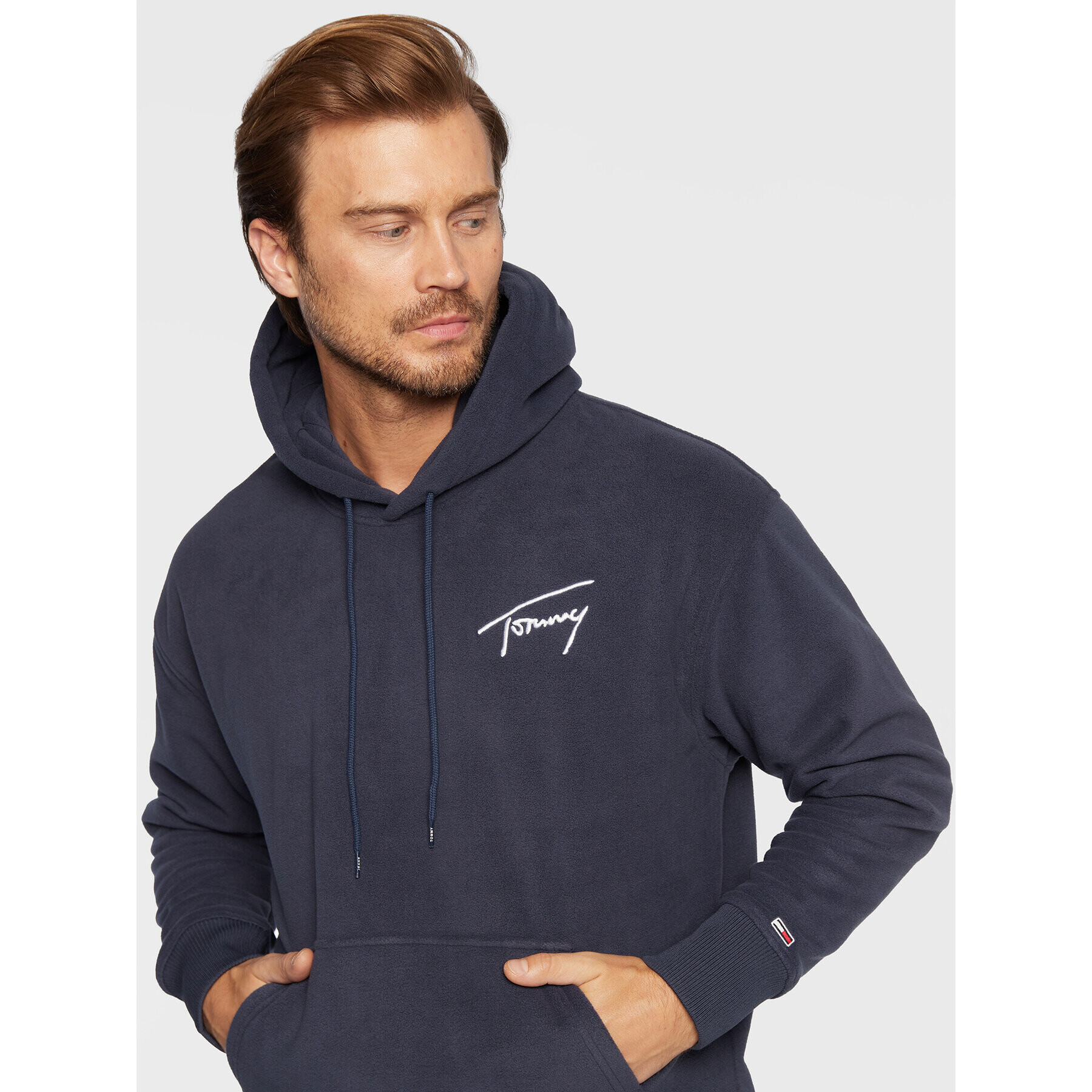 Tommy Jeans Fleecová mikina Signature DM0DM15030 Tmavomodrá Relaxed Fit - Pepit.cz