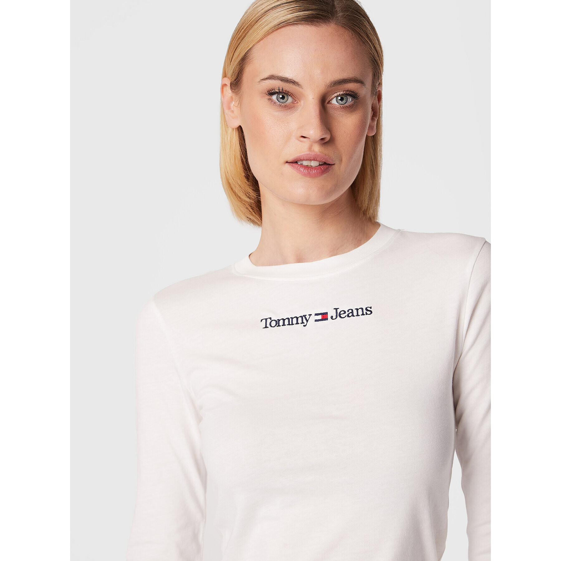 Tommy Jeans Halenka Baby Serif Linear DW0DW14363 Bílá Regular Fit - Pepit.cz