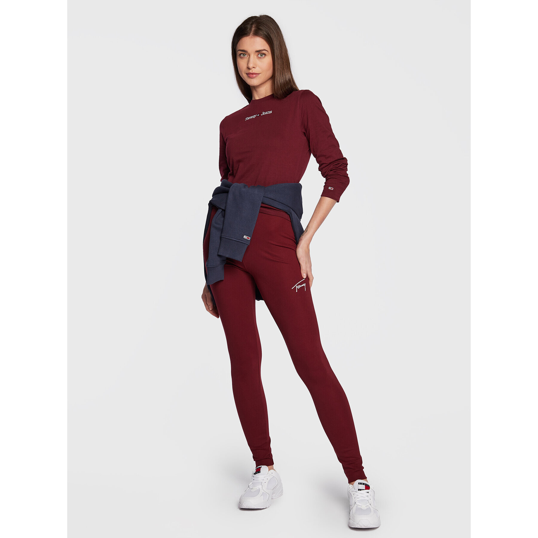 Tommy Jeans Halenka Baby Serif Linear DW0DW14363 Bordó Regular Fit - Pepit.cz