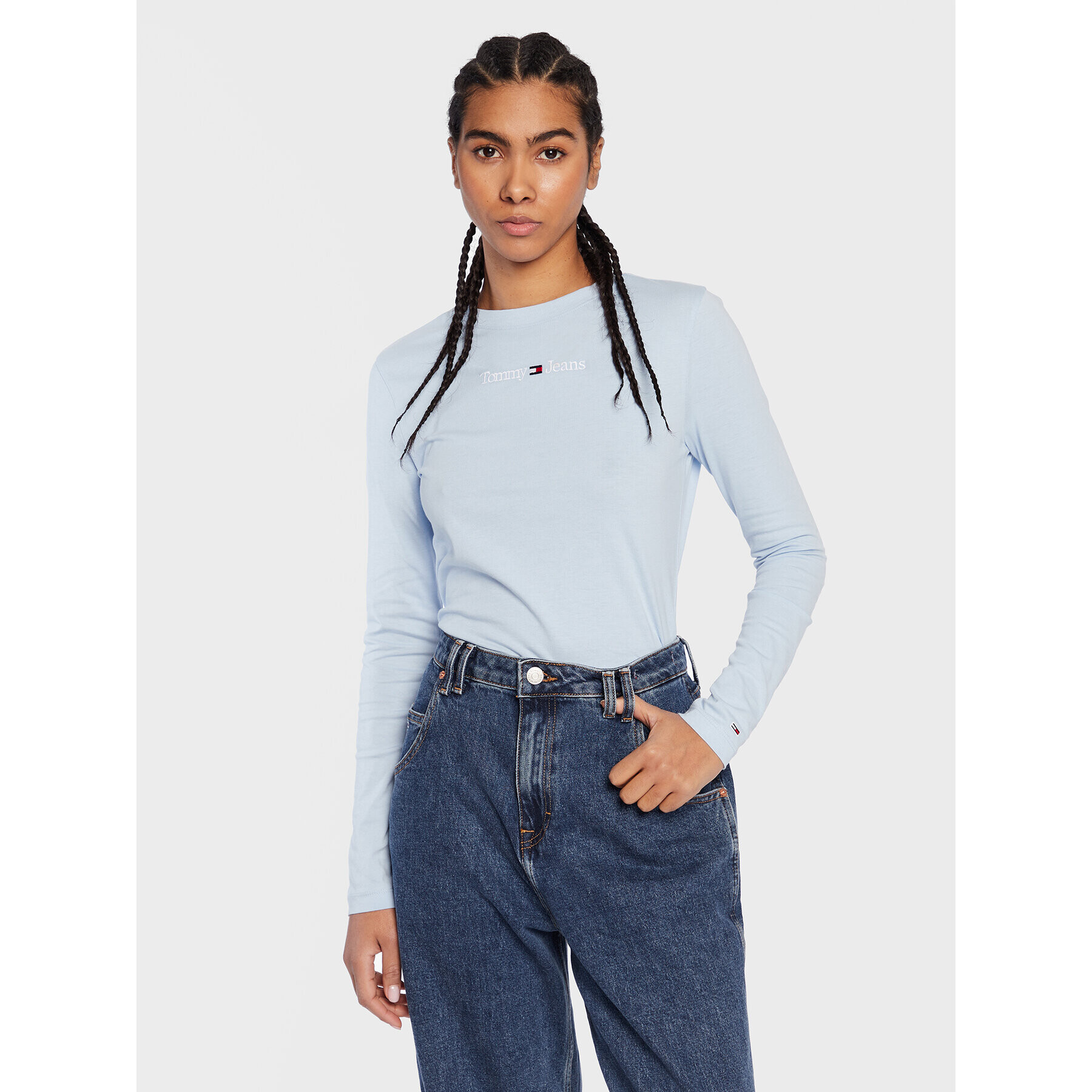 Tommy Jeans Halenka Baby Serif Linear DW0DW14363 Modrá Regular Fit - Pepit.cz