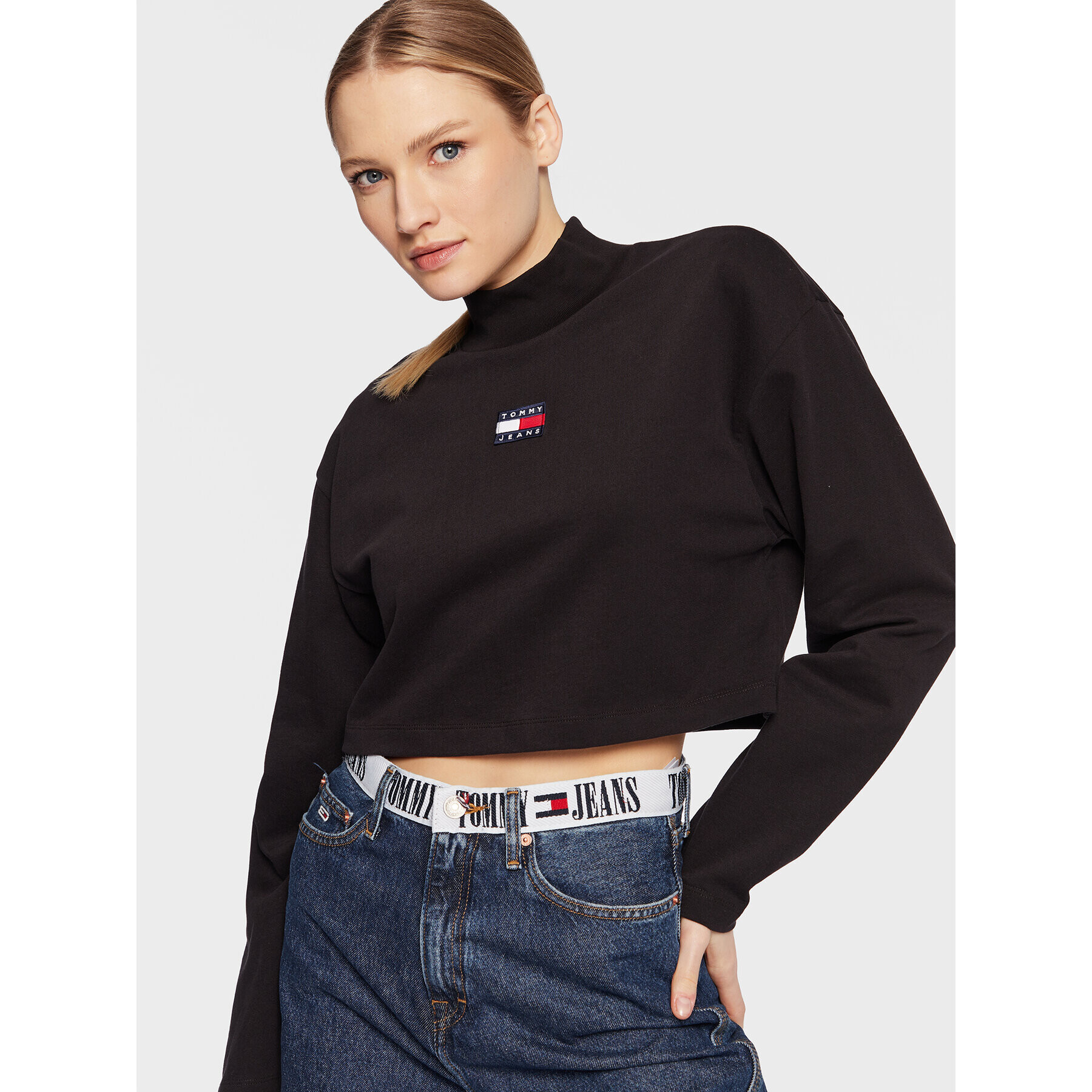 Tommy Jeans Halenka Badge DW0DW14884 Černá Regular Fit - Pepit.cz