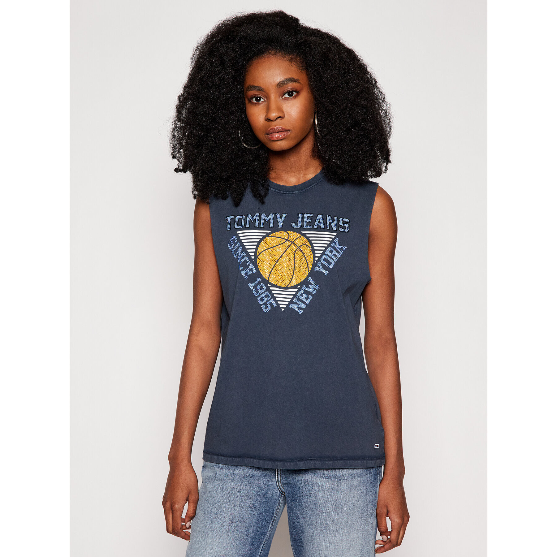 Tommy Jeans Halenka Basketball DW0DW09821 Tmavomodrá Relaxed Fit - Pepit.cz