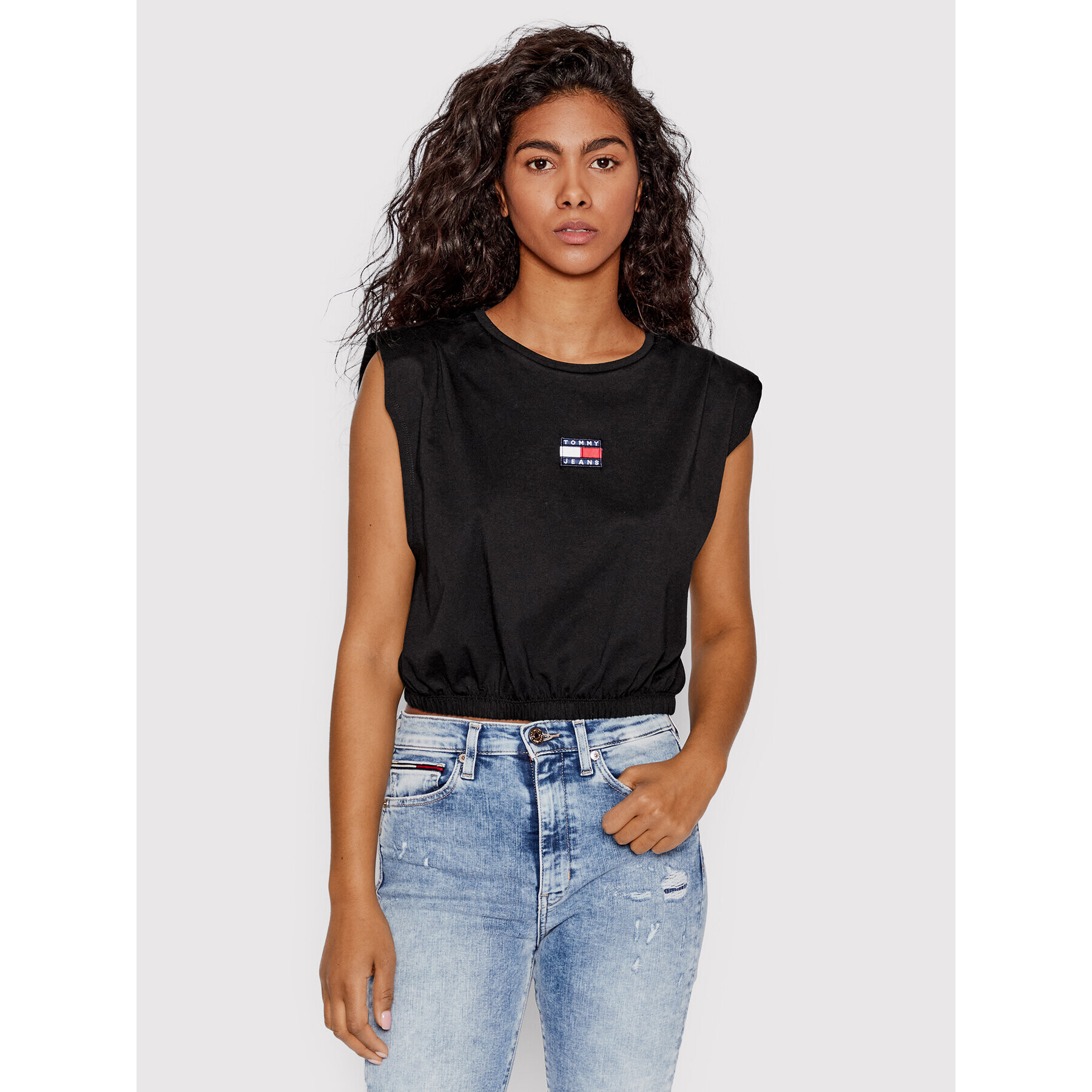 Tommy Jeans Halenka DW0DW12609 Černá Cropped Fit - Pepit.cz